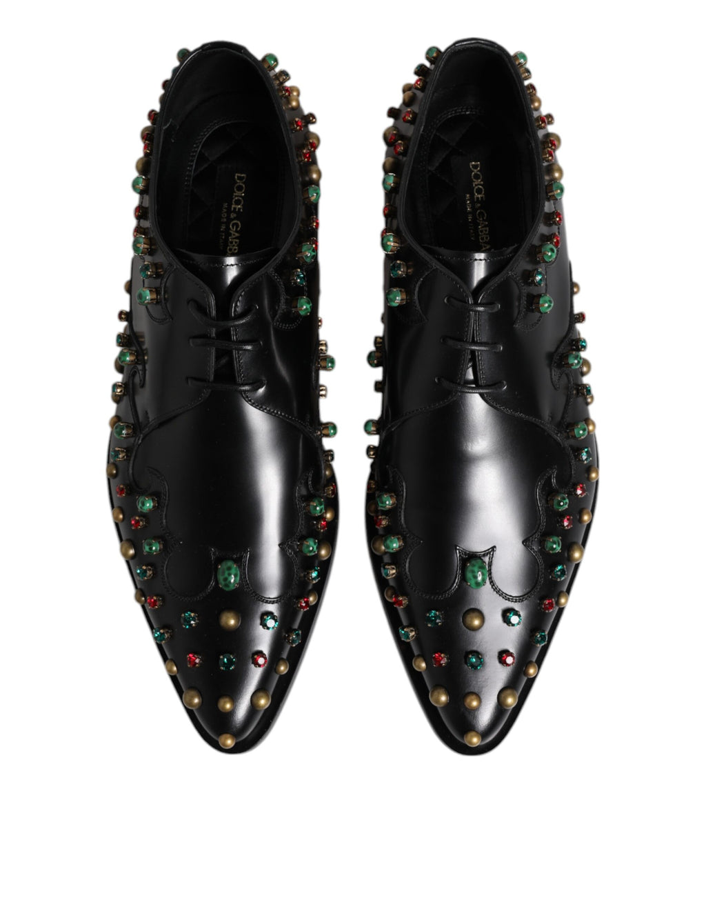 Black Leather Derby Dress Studded Shoes