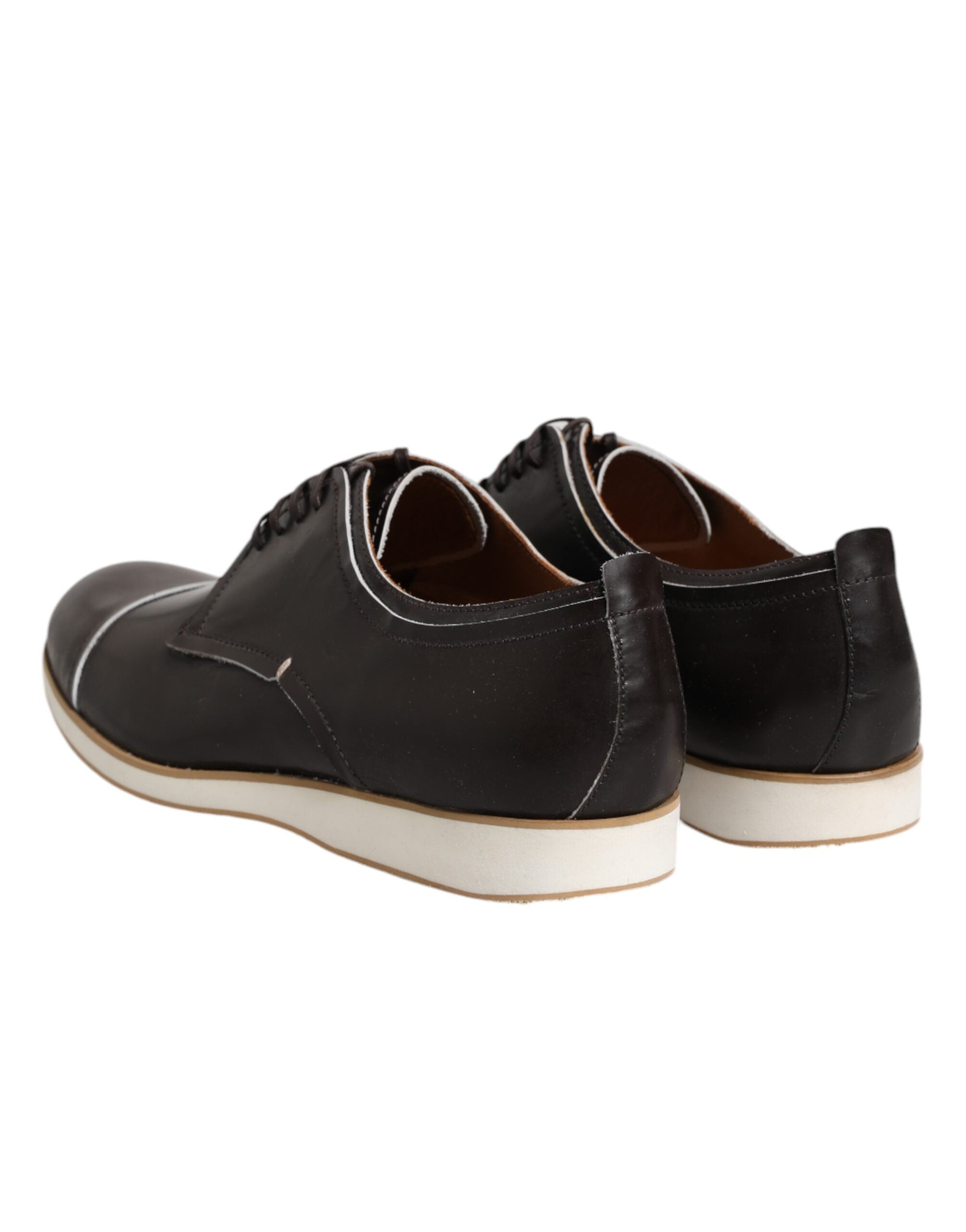 Dark Brown Leather Derby Lace Up Dress Formal Shoes