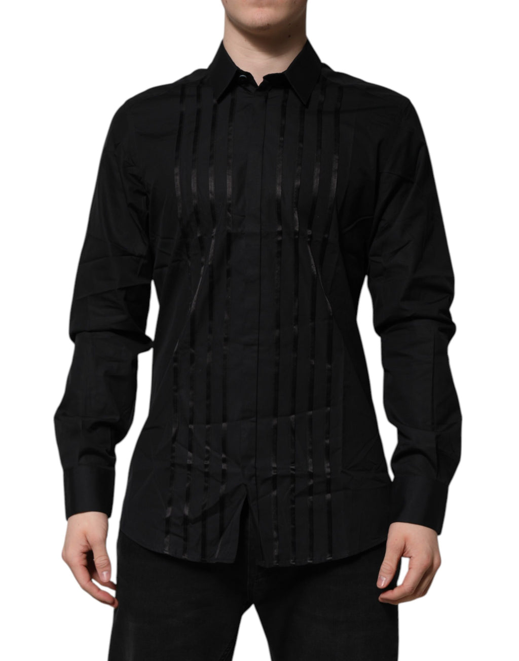 Black GOLD Long Sleeves Men Formal Dress Shirt