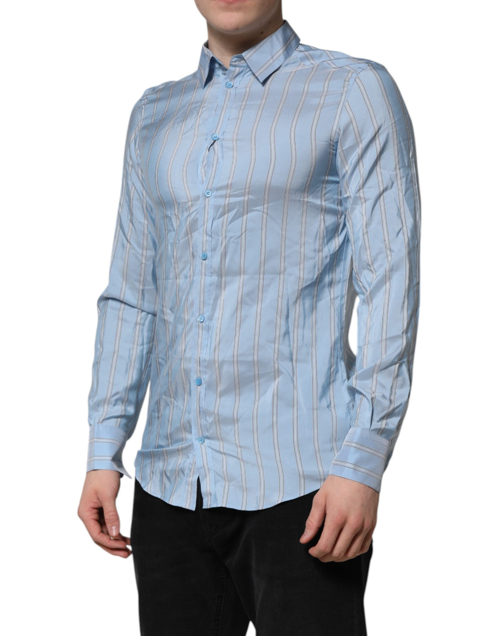 Blue Striped MARTINI Long Sleeves Dress Shirt