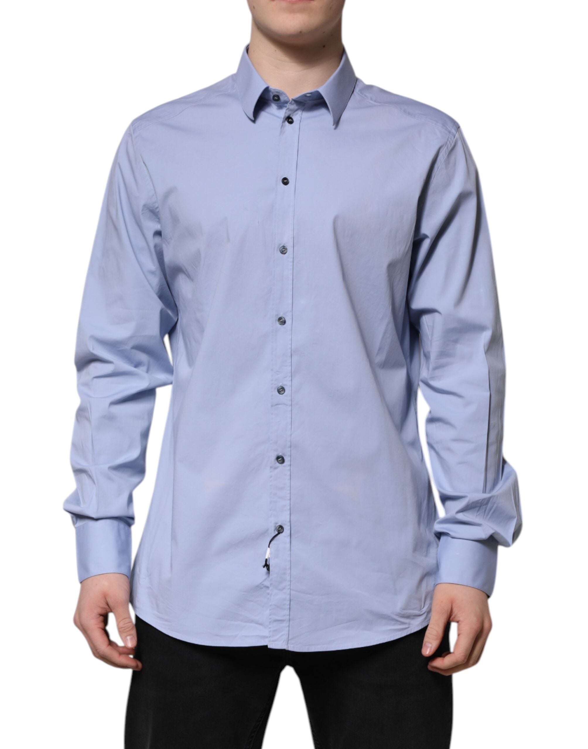 Blue Cotton GOLD Long Sleeves Dress Shirt