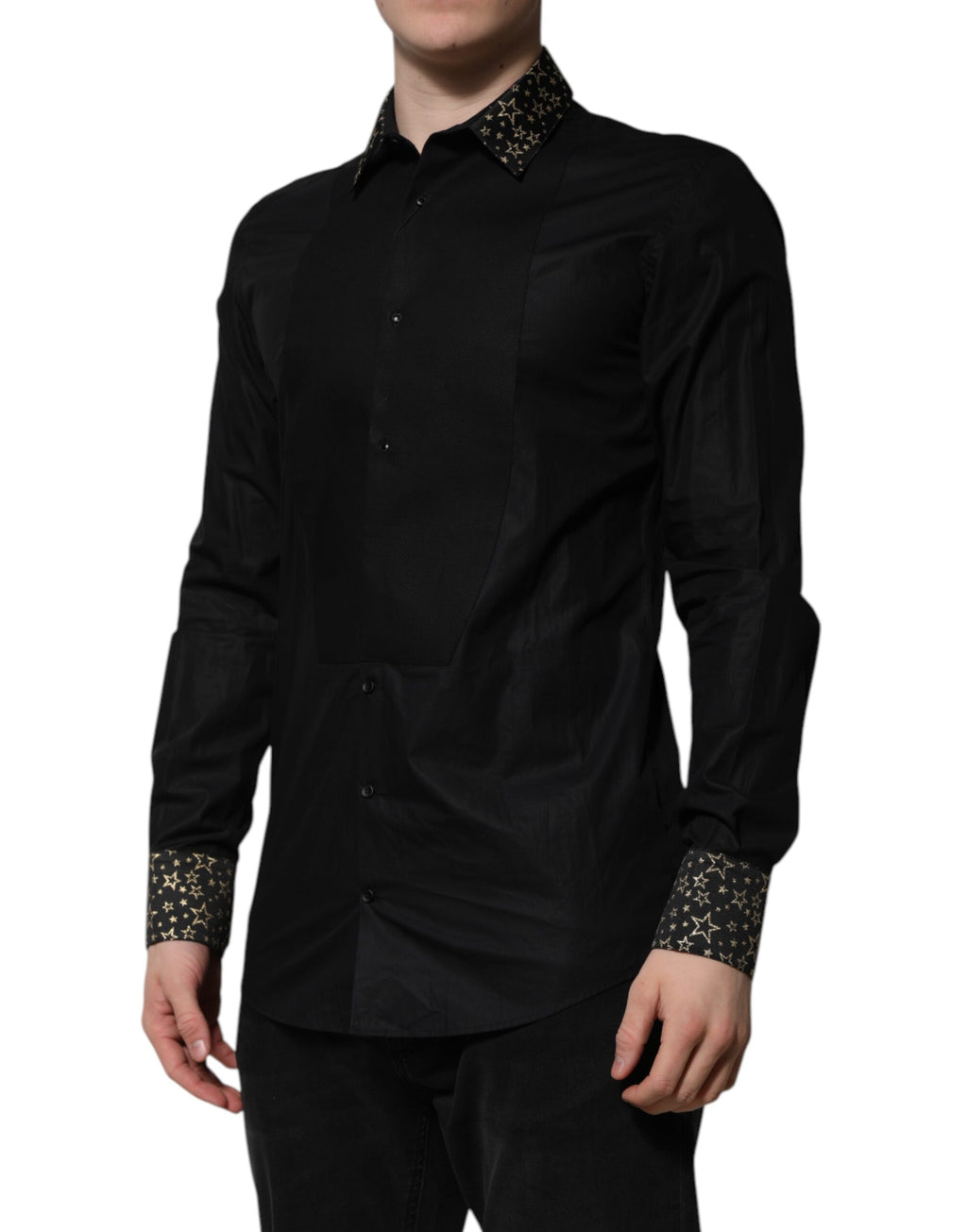 Black Cotton GOLD Long Sleeves Dress Shirt