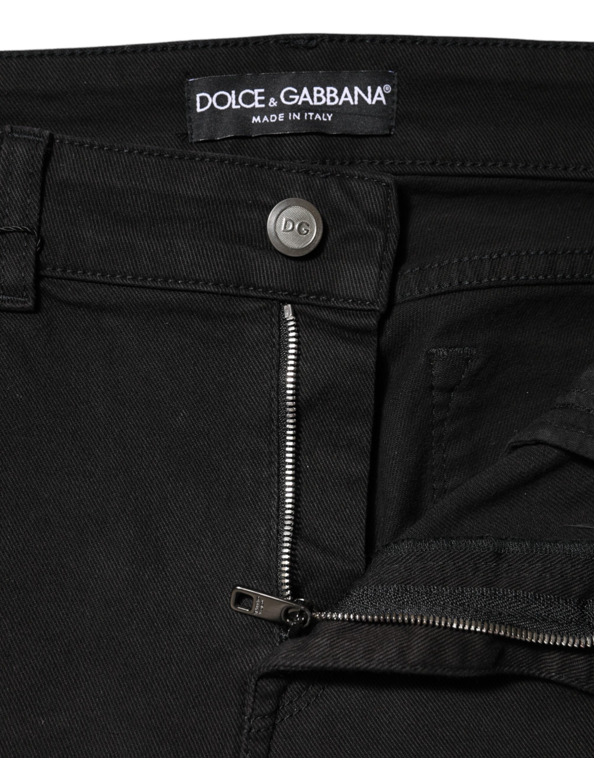 Black Cotton Mid Waist Denim Jeans