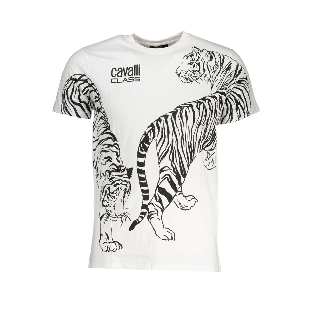 Cavalli Class Bianco Cotton Men T-Shirt