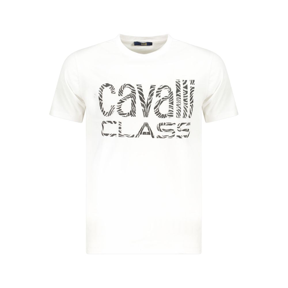 Cavalli Class White Cotton Men T-Shirt
