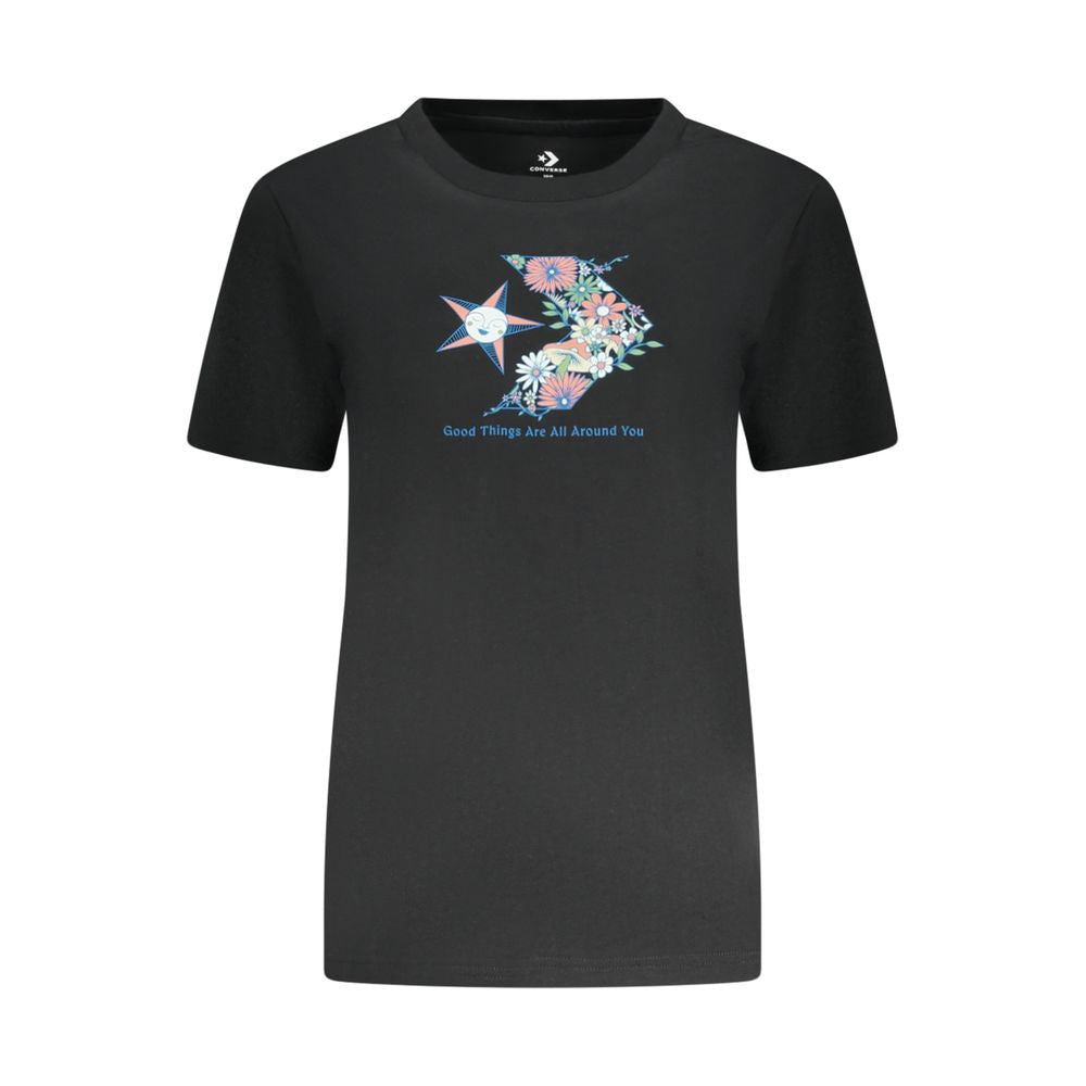 Converse Black Cotton Women T-Shirt
