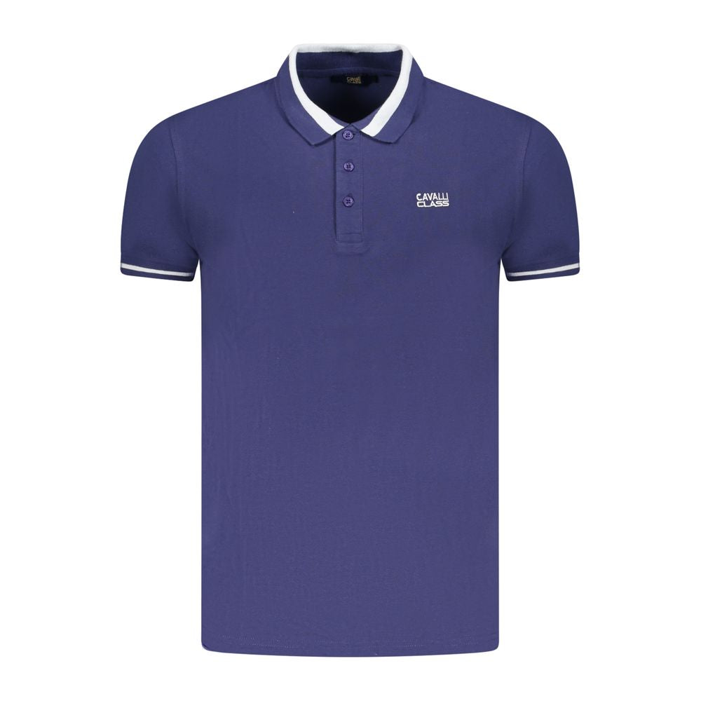 Cavalli Class Blue Cotton Men Polo Shirt