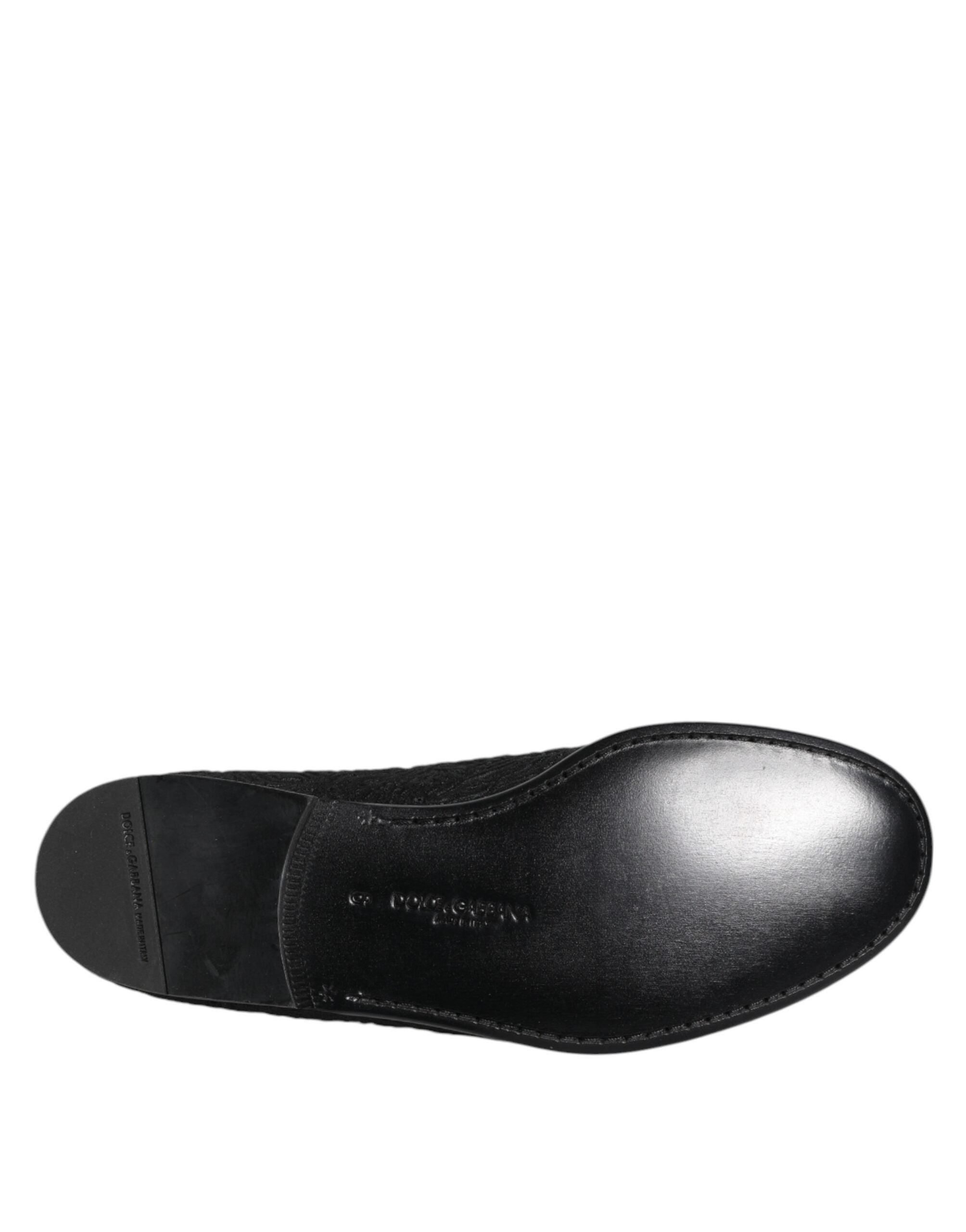 Black Jacquard Slip On Loafers Formal Shoes