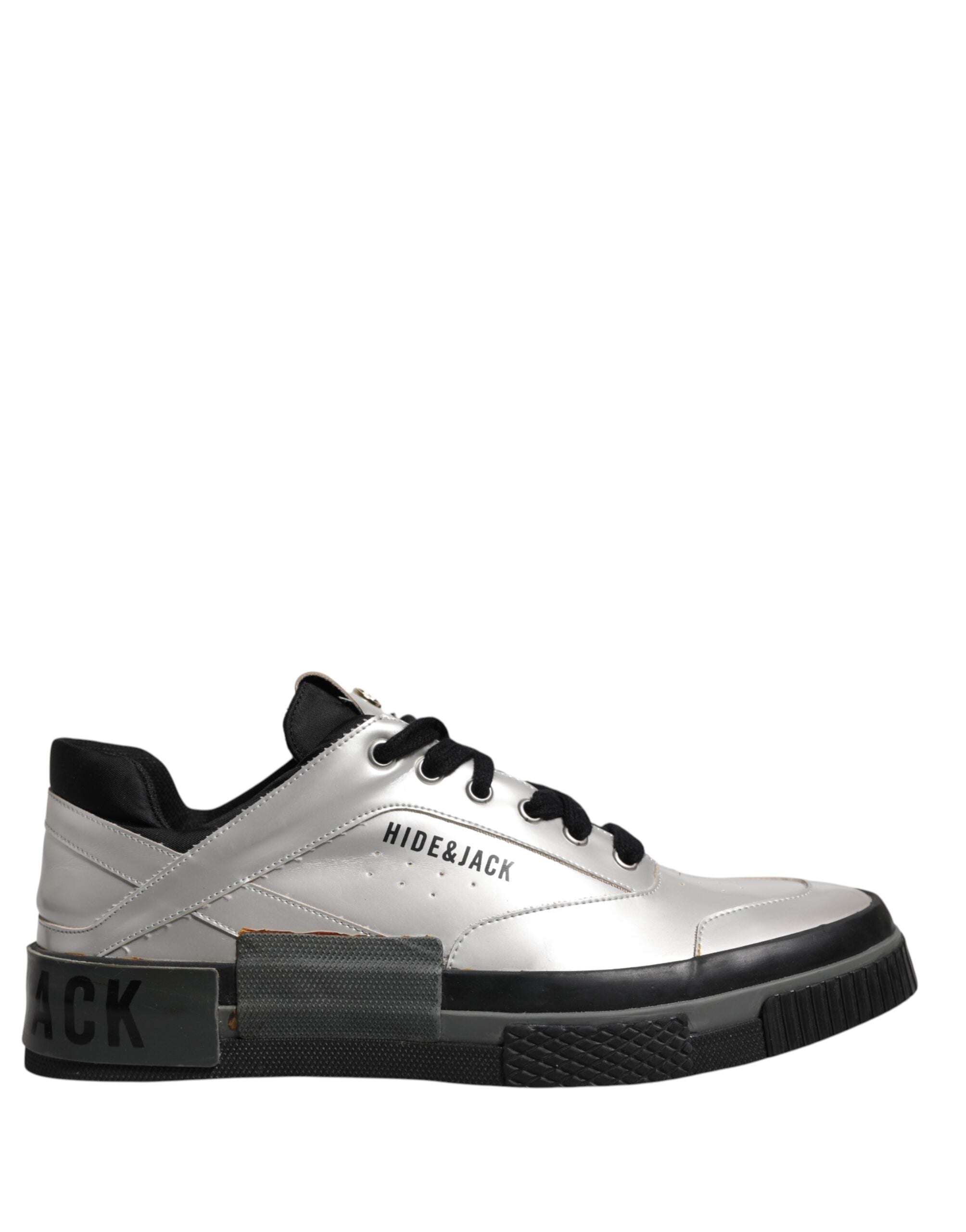 Metallic Silver Low Top Lace Up Sneakers Shoes