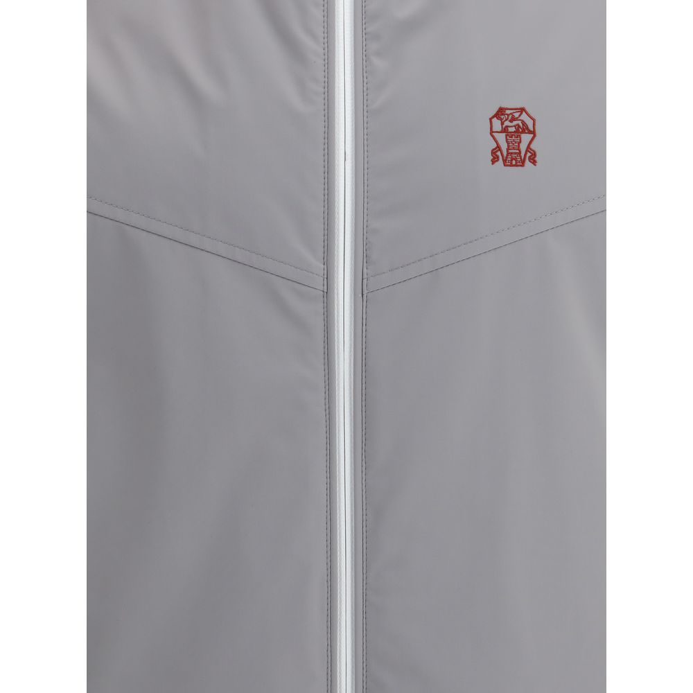 Brunello Cucinelli Gray Polyamide Sleveless Jacket