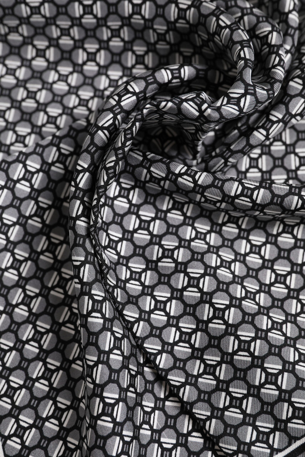 Black White Patterned Square Foulard Scarf