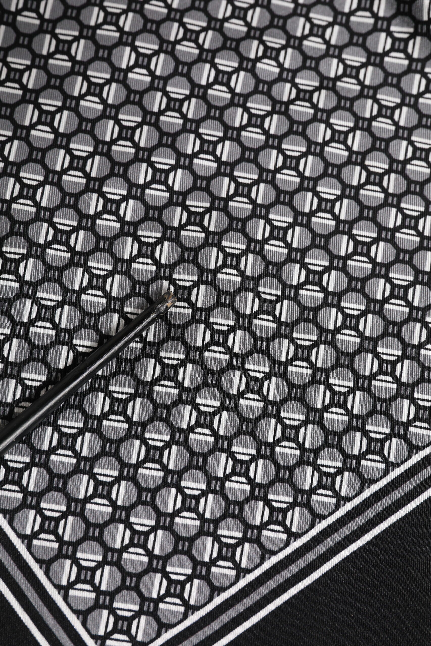 Black White Patterned Square Foulard Scarf