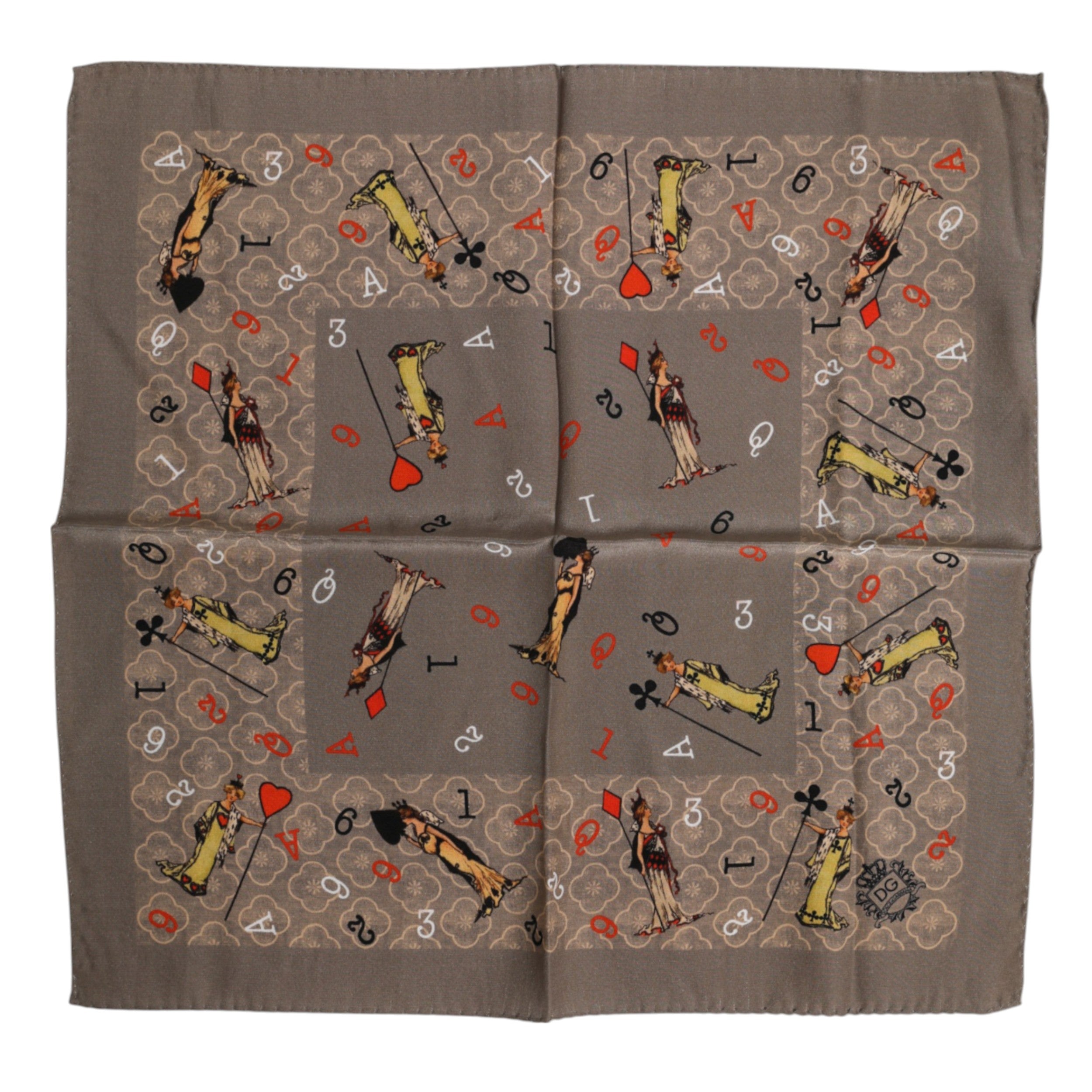 Brown Silk Printed Square Men Foulard Scarf