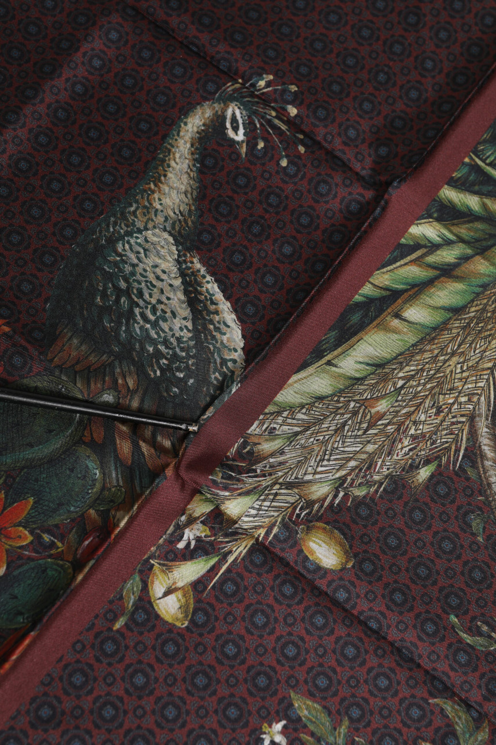 Brown Peacock Print Square Men Foulard Scarf