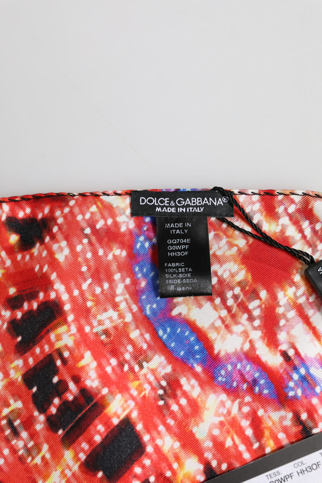 Black Multicolor Print Square Foulard Scarf