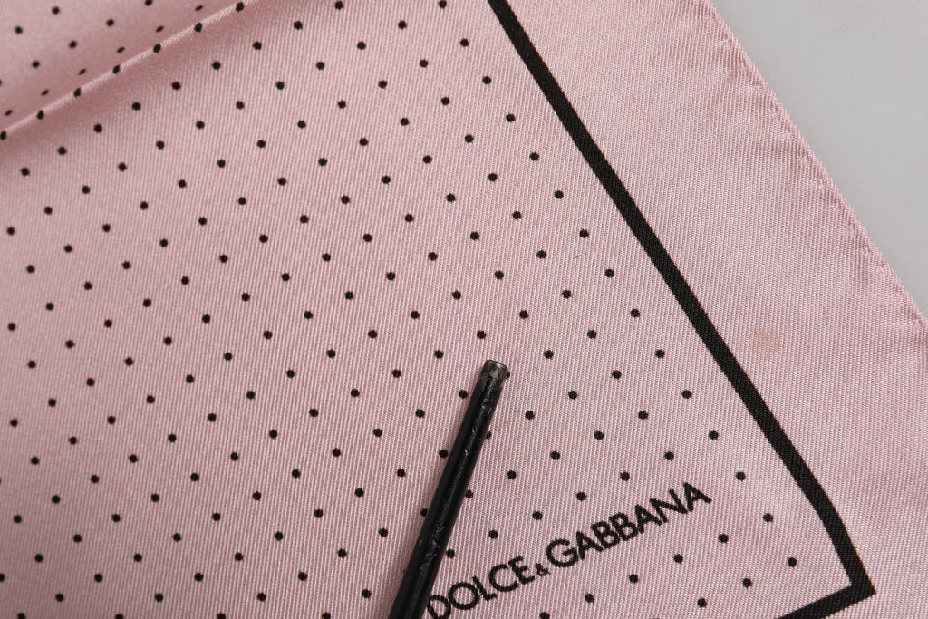 Beige Dotted Silk Square Men Foulard Scarf