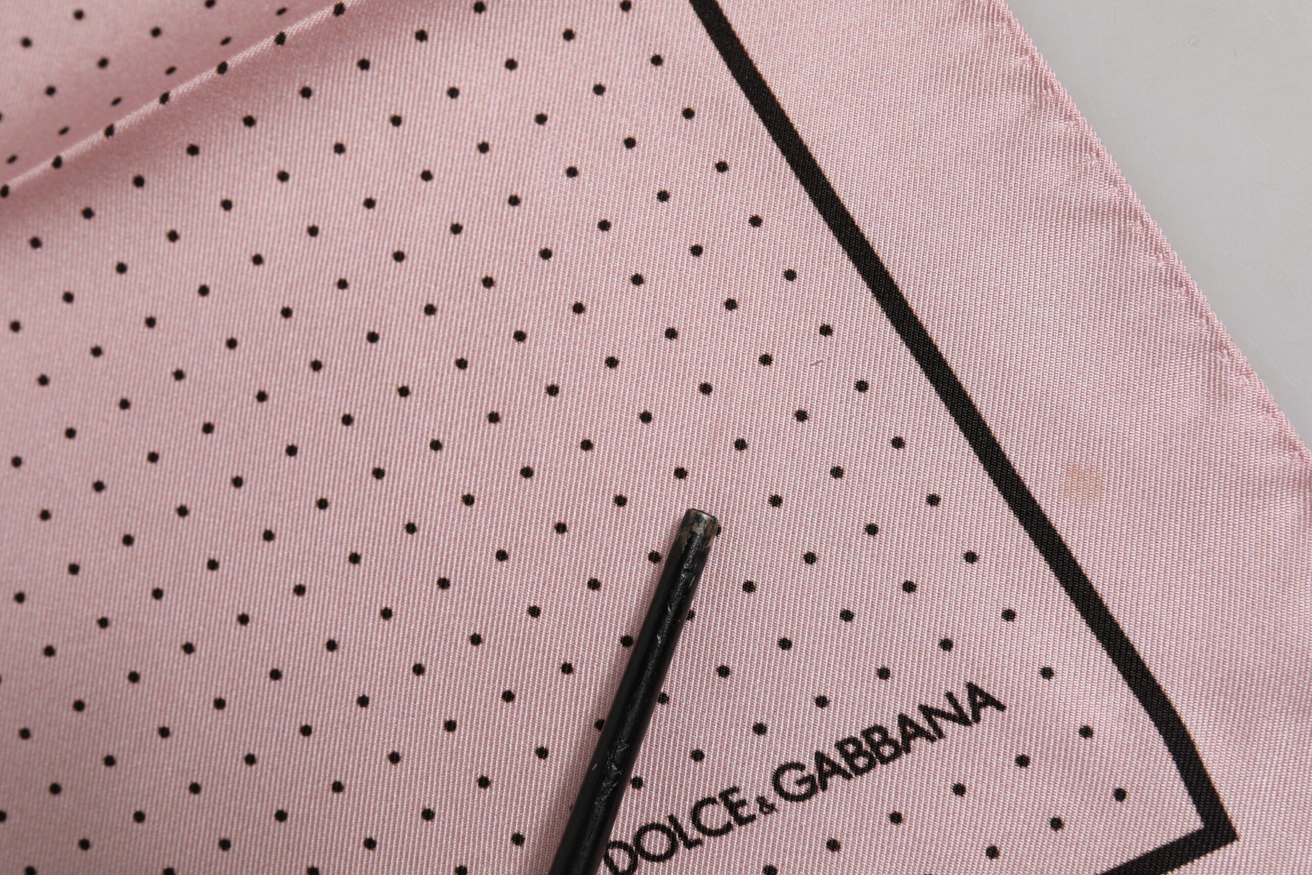 Beige Dotted Silk Square Men Foulard Scarf