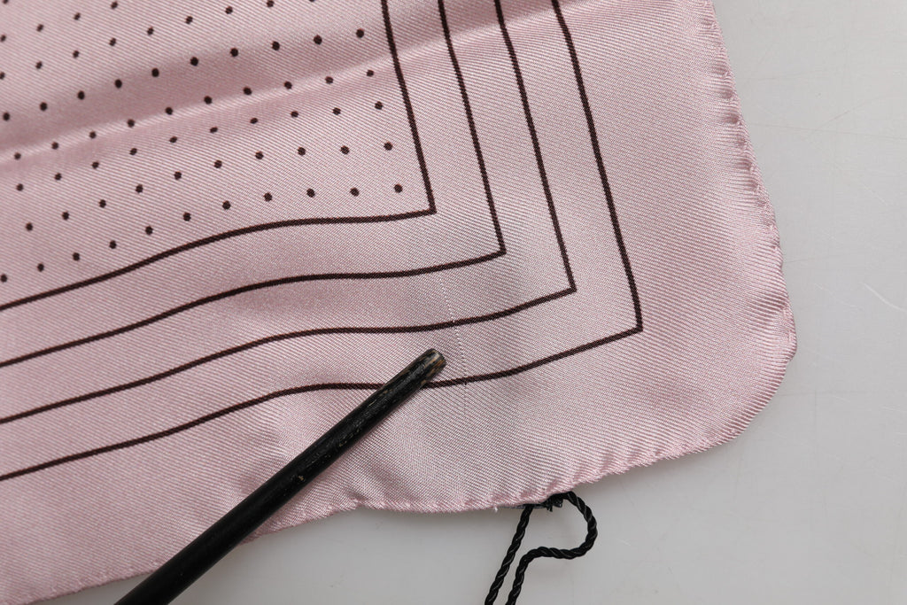 Beige Dotted Silk Square Men Foulard Scarf