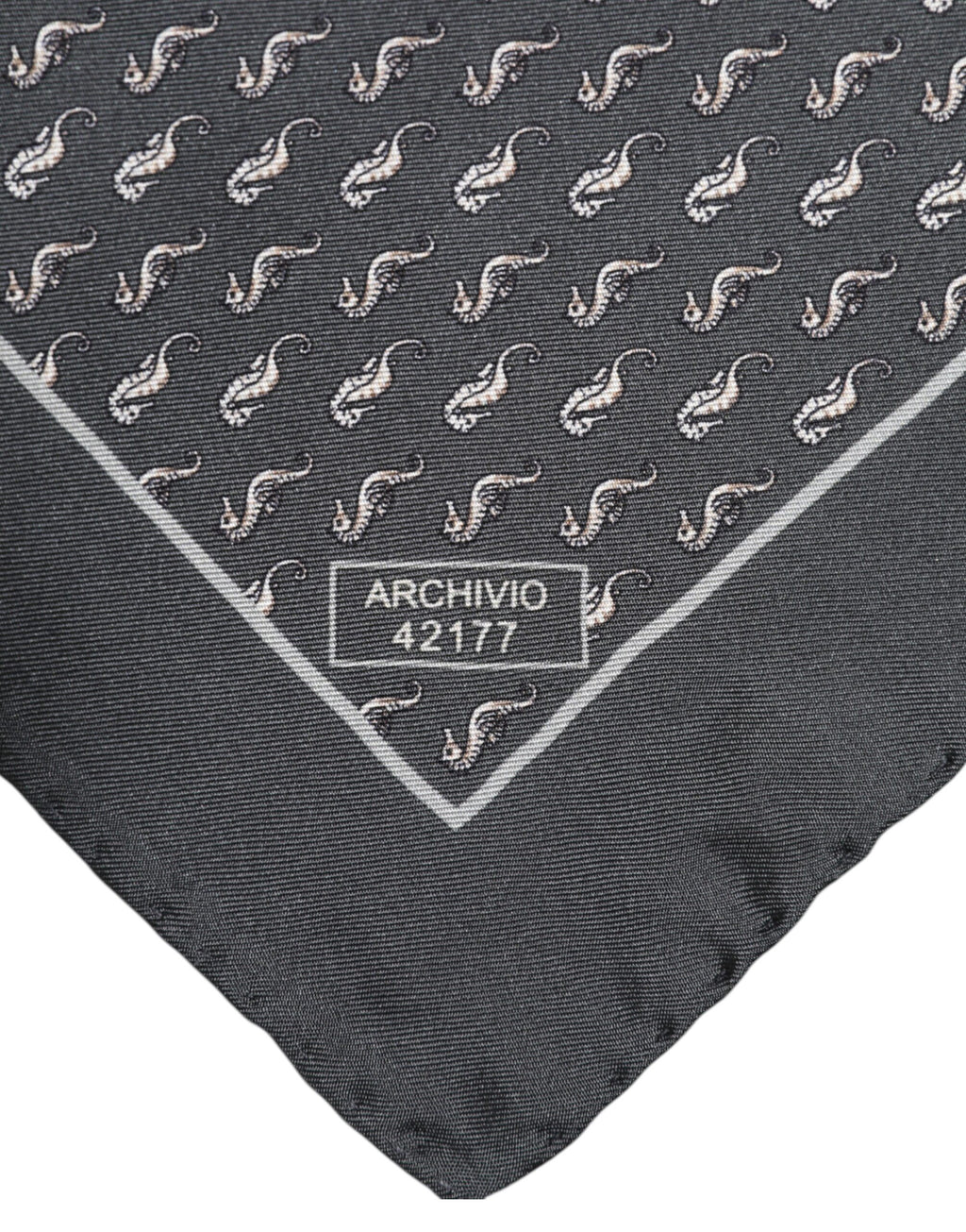 Black Fish Print Silk Square Men Foulard Scarf