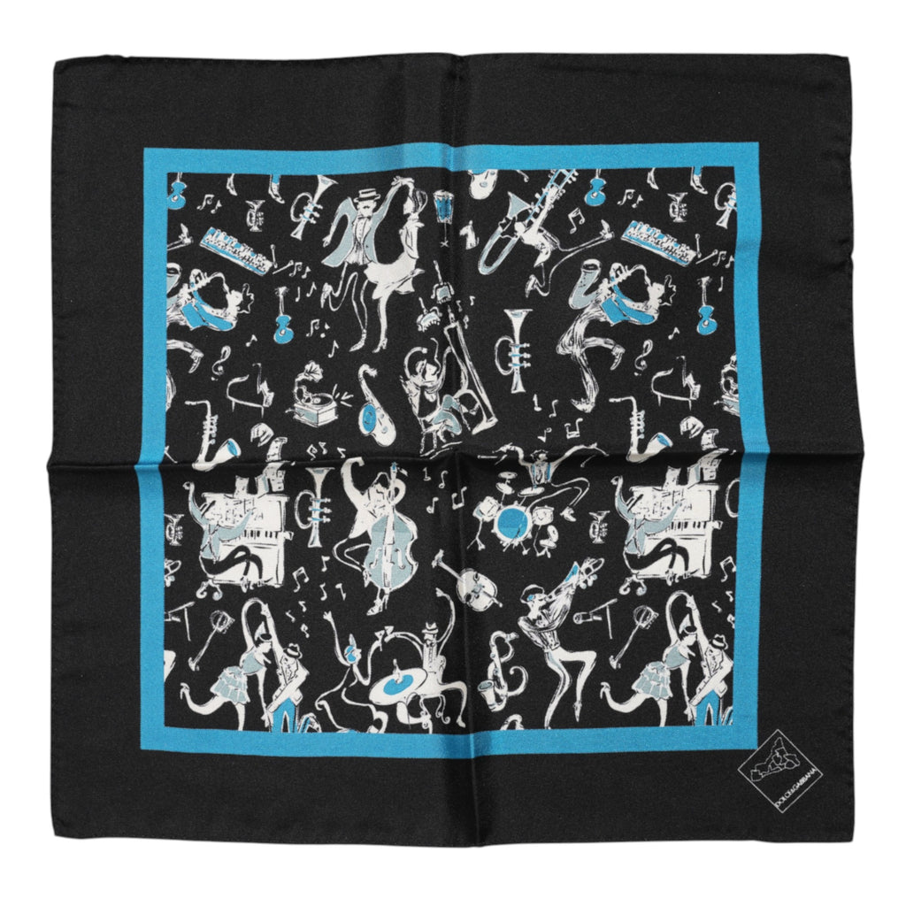 Black Jazz Club Silk Square Men Foulard Scarf
