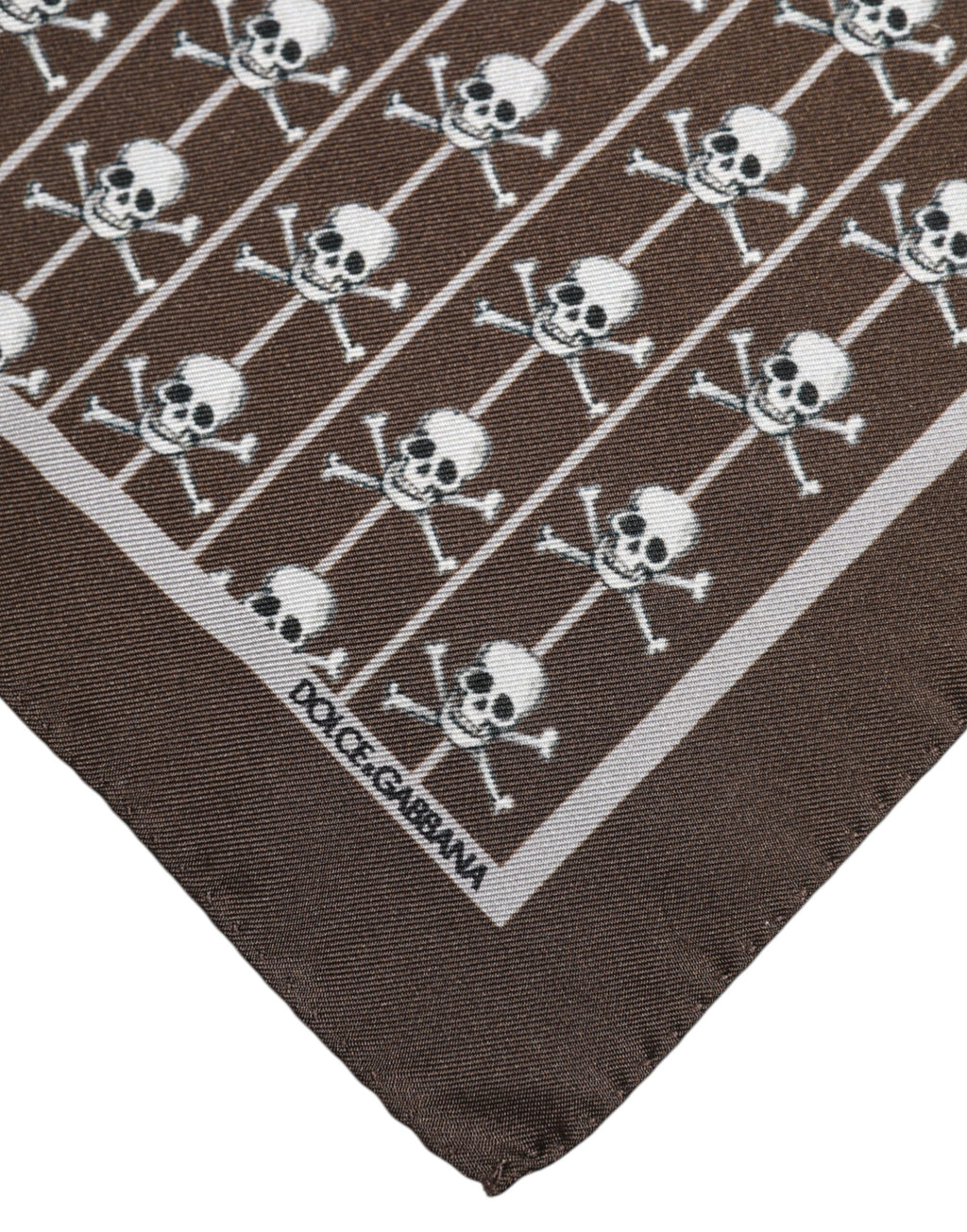 Brown Skull Silk Square Men Foulard Scarf
