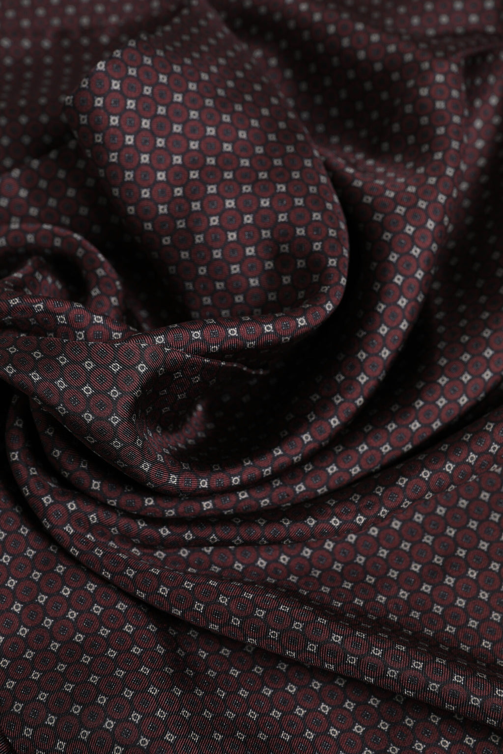 Maroon Dotted Silk Fringes Foulard Scarf