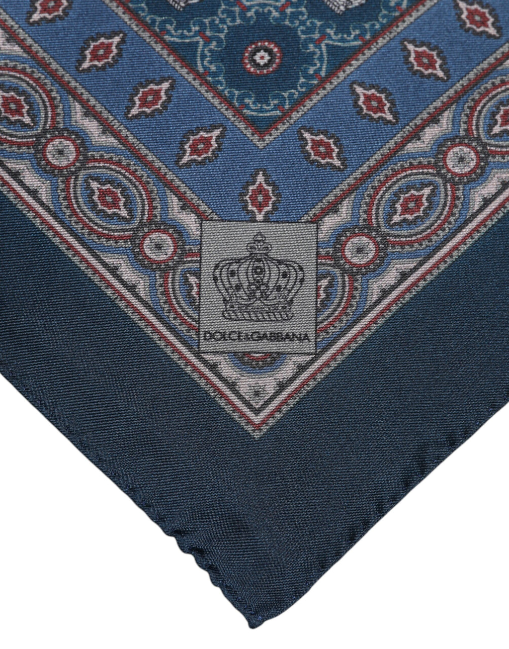 Blue Printed Silk Square Men Foulard Scarf