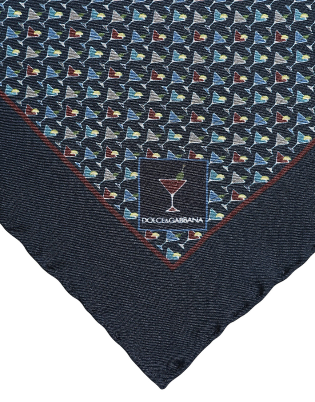 Blue Cocktail Silk Square Foulard Scarf