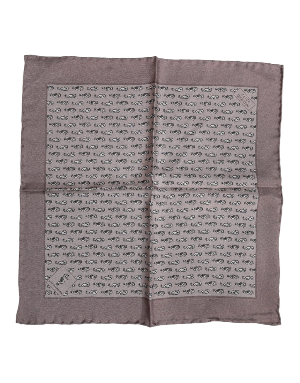 Brown Sea Horse Silk Square Foulard Scarf