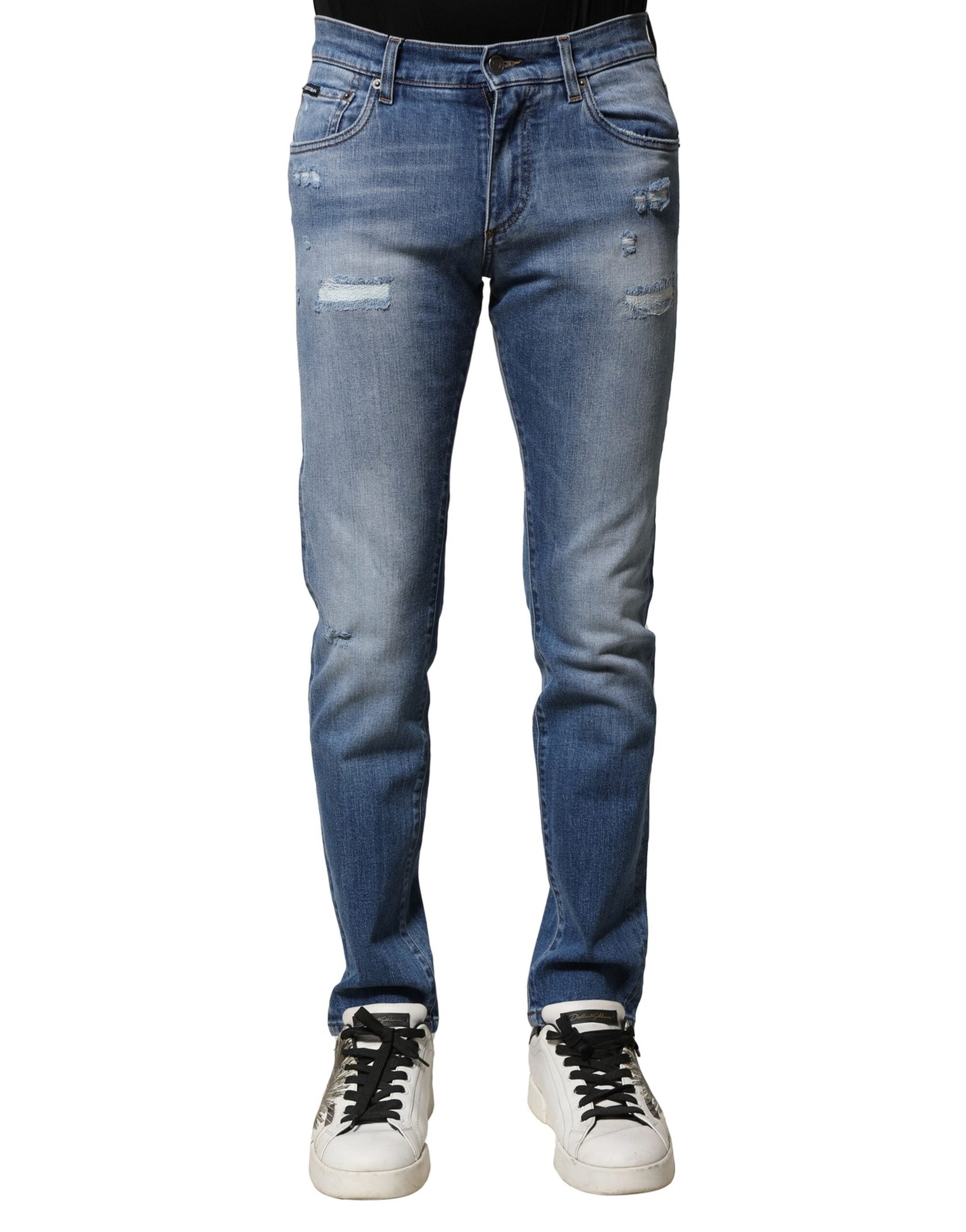 Blue Washed Cotton Skinny Men Denim Jeans