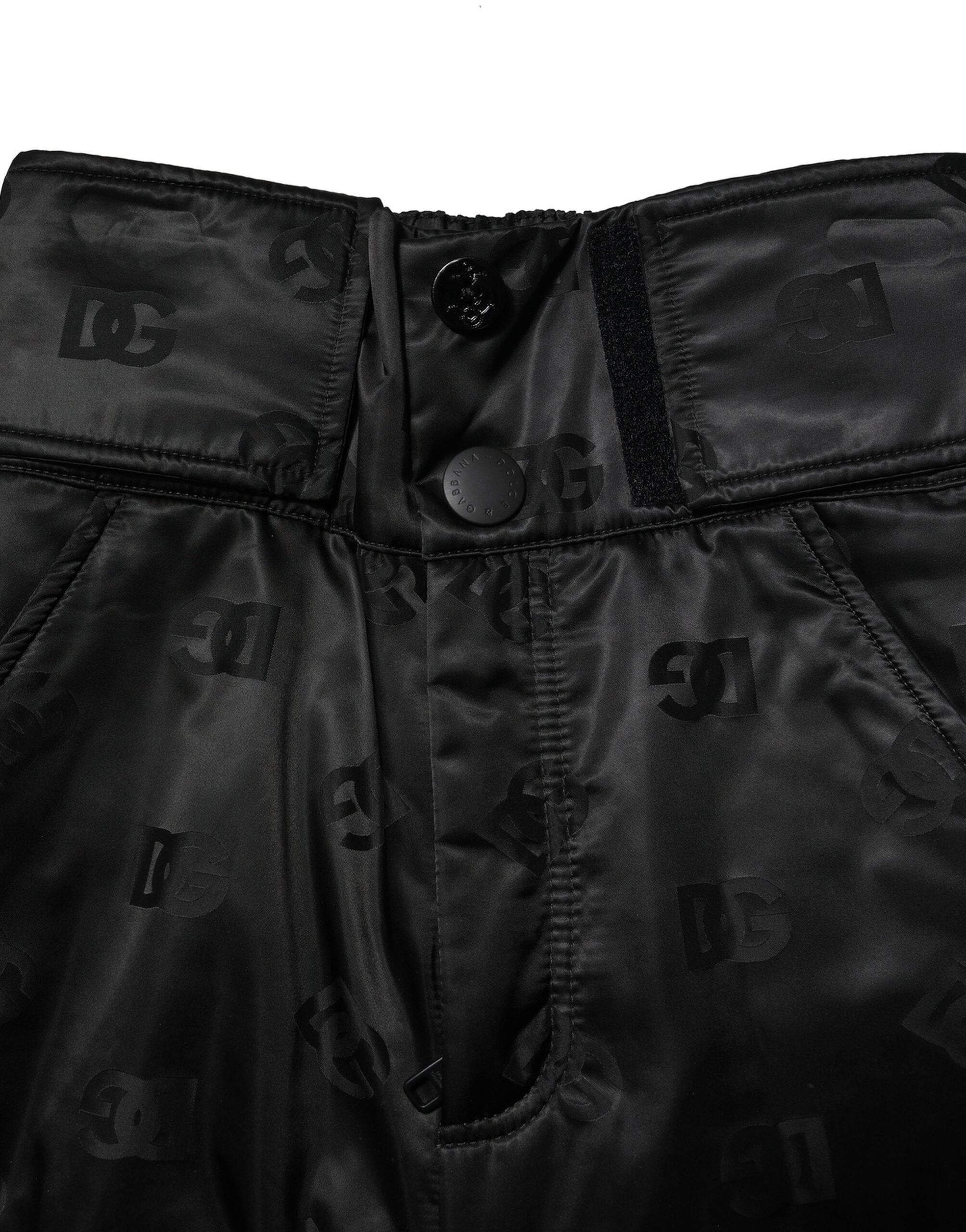 Black Nylon DG Logo Straight Pants