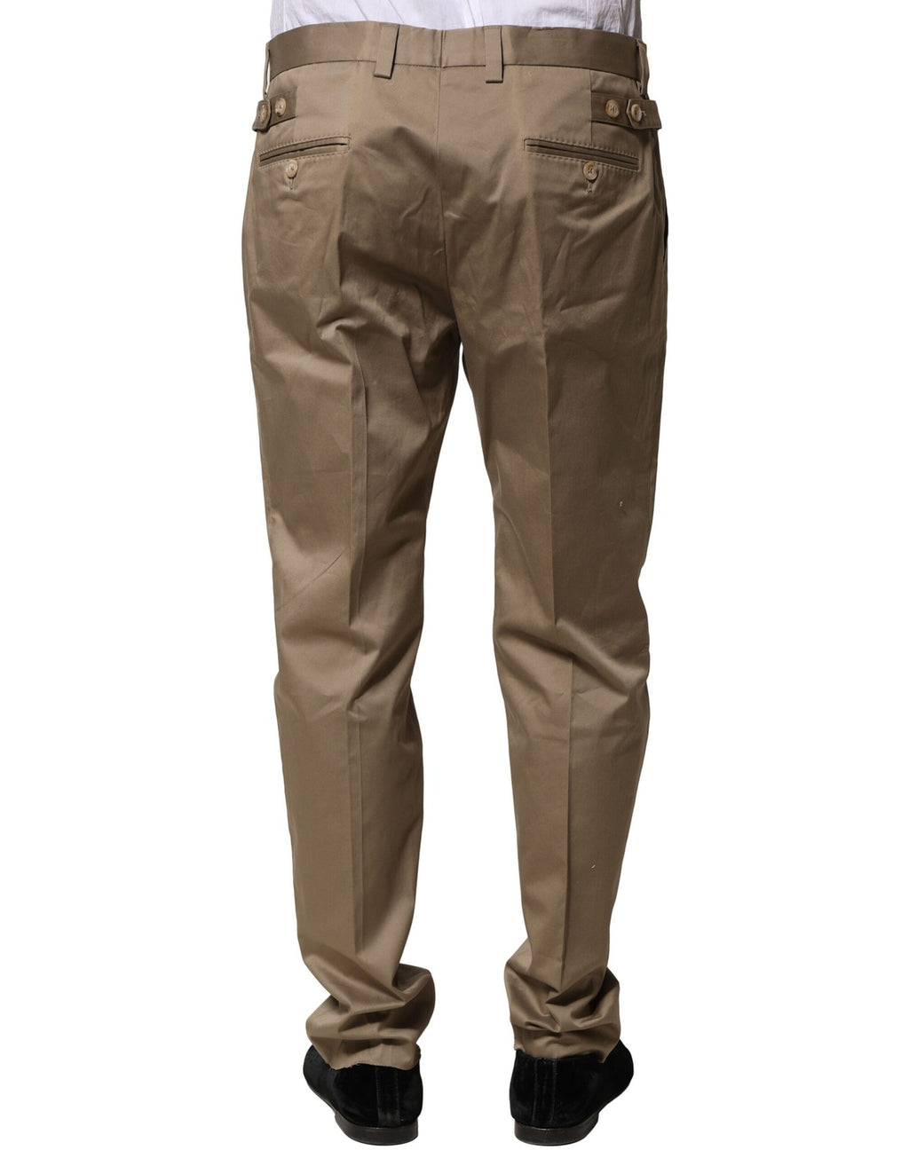 Brown Cotton Tapered Men Formal Pants