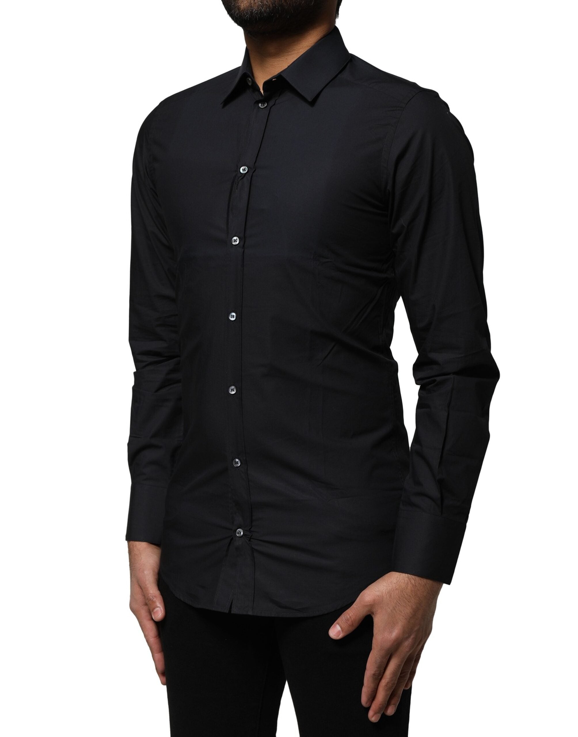 Black Cotton GOLD Long Sleeves Dress Shirt
