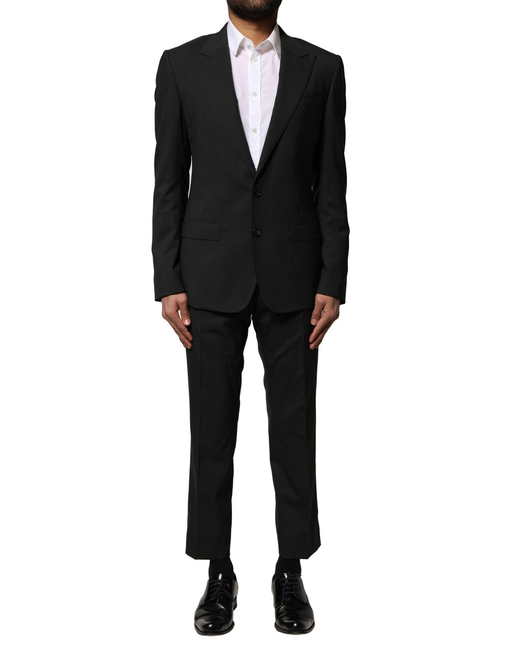 Black Wool 2 Piece Single Breasted Suit