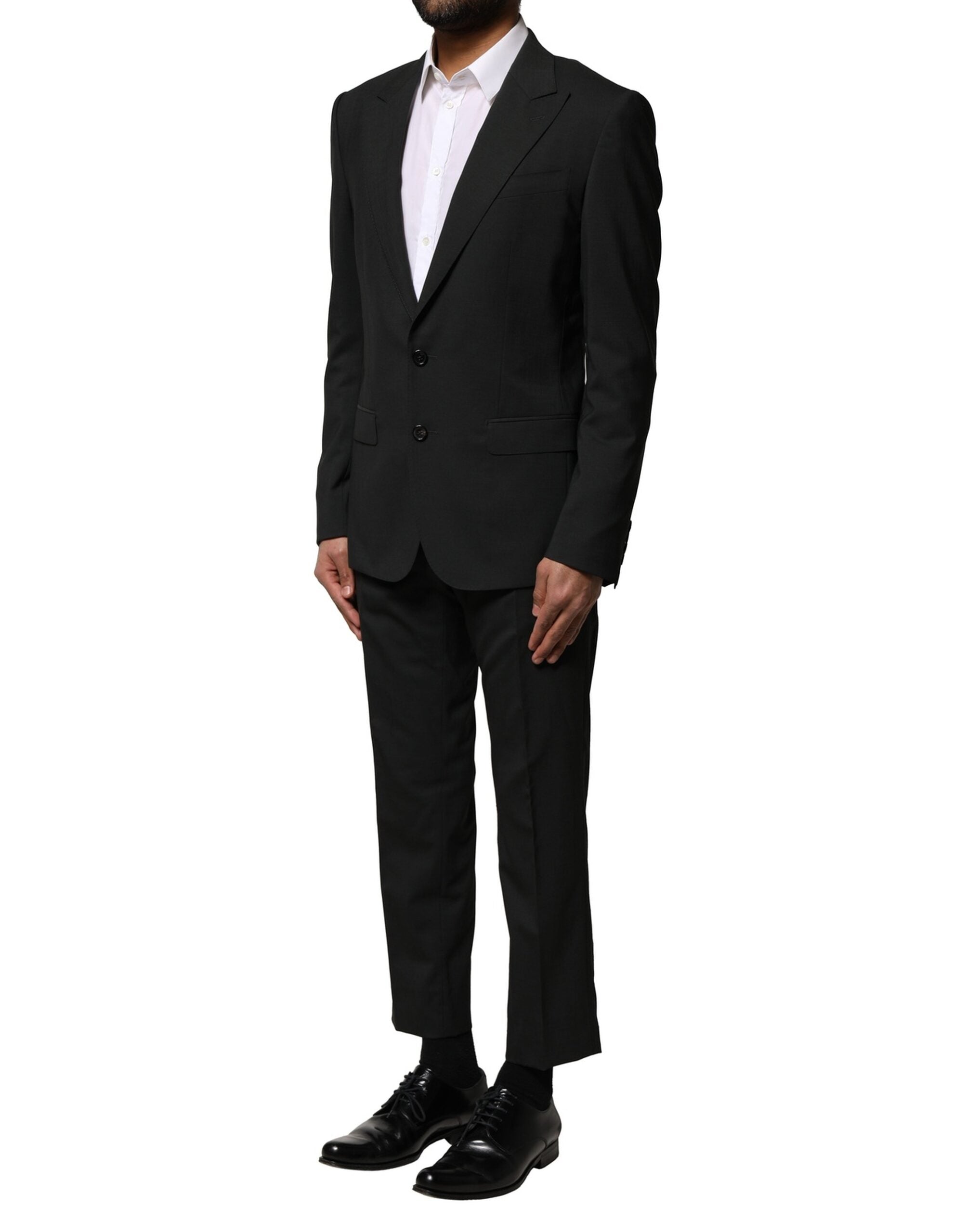 Black Wool 2 Piece Single Breasted Suit