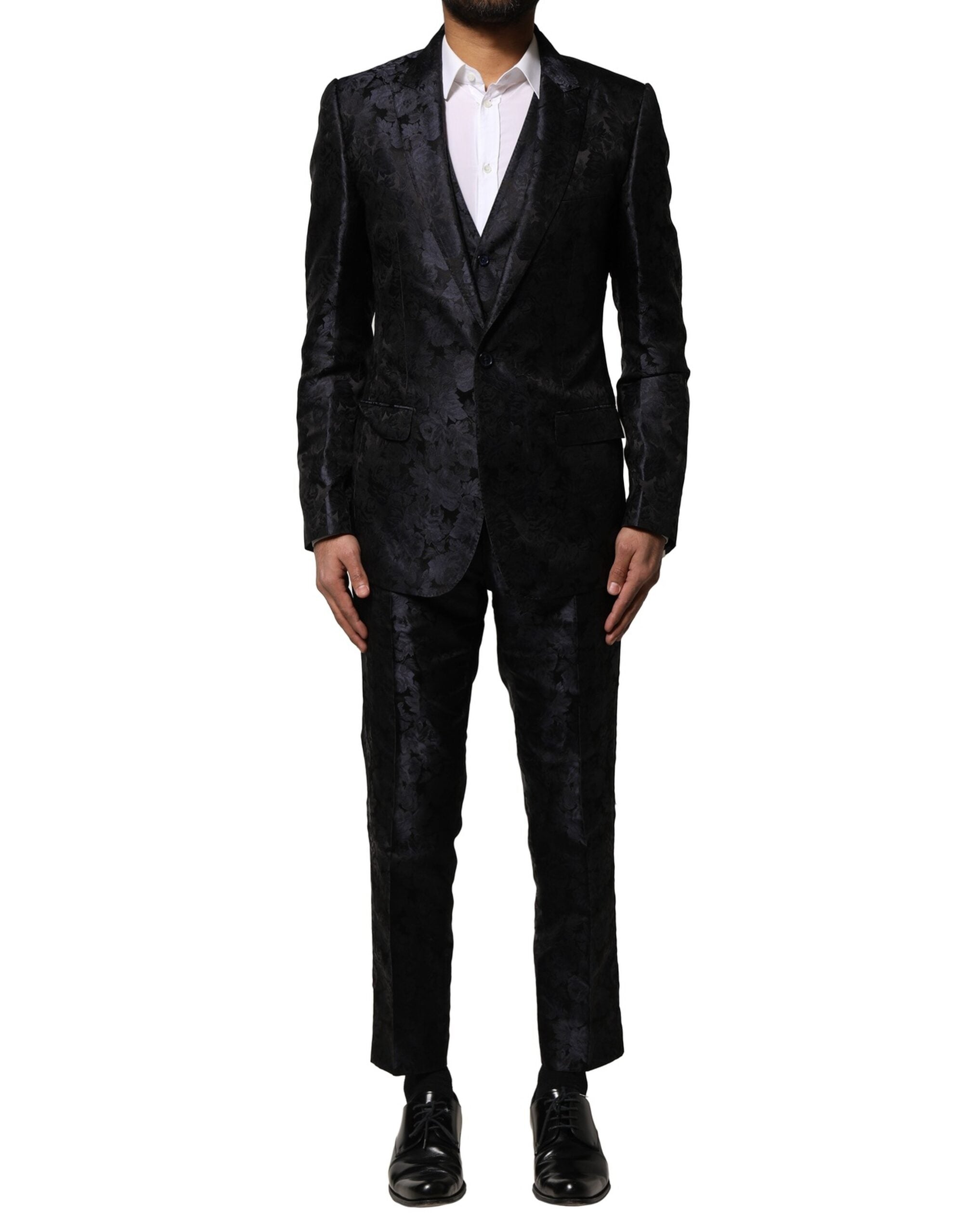 Black Jacquard 3 Piece Single Breasted Suit