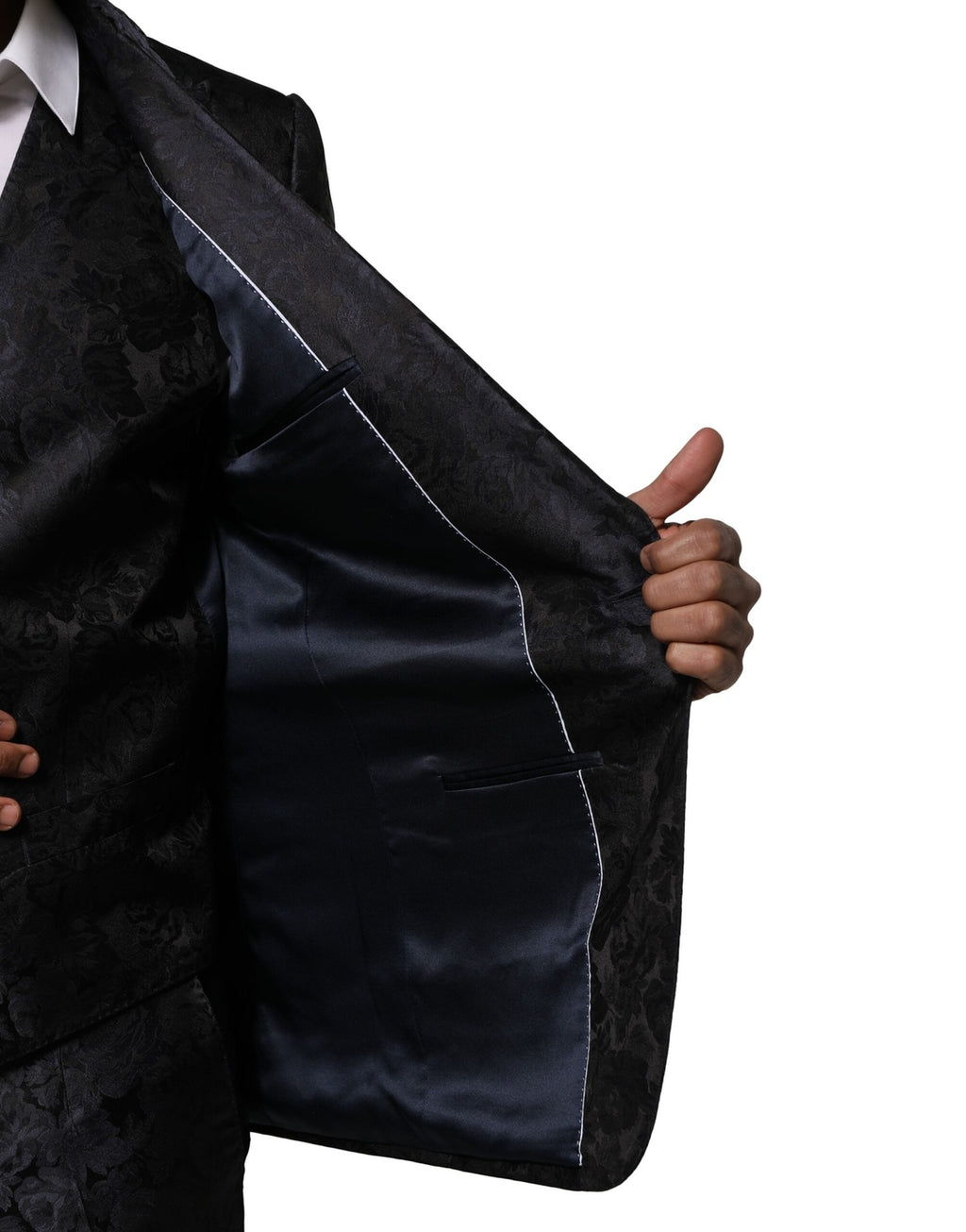 Black Jacquard 3 Piece Single Breasted Suit