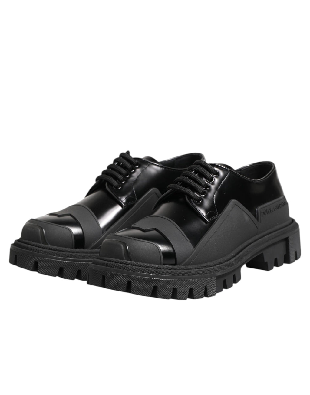 Black Patent Leather Trekking Derby Shoes