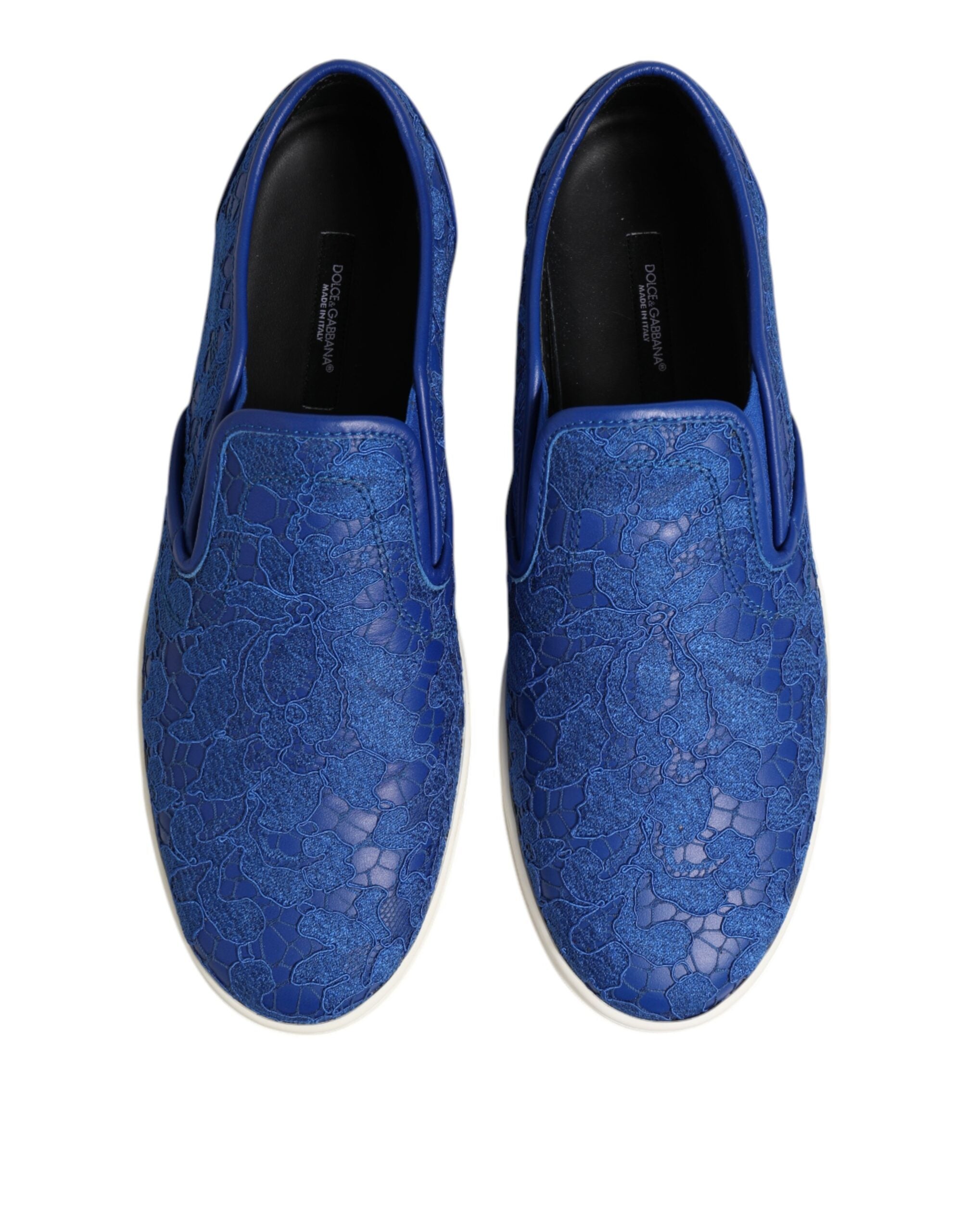 Blue Leather Lace Slip On Sneaker Shoes