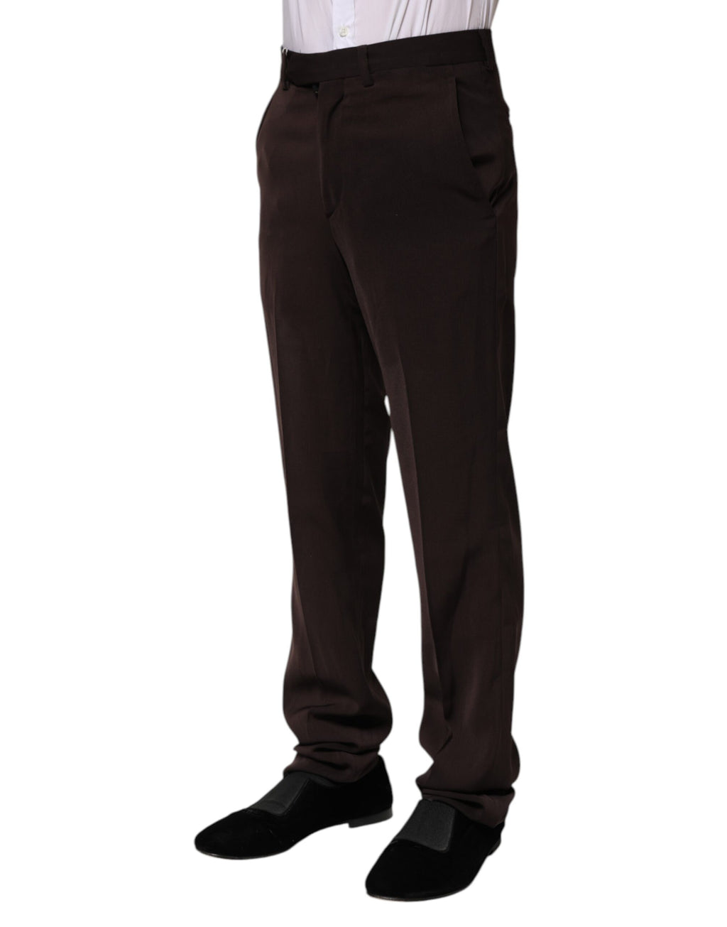 Dark Brown Mid Waist Dress Formal Pants