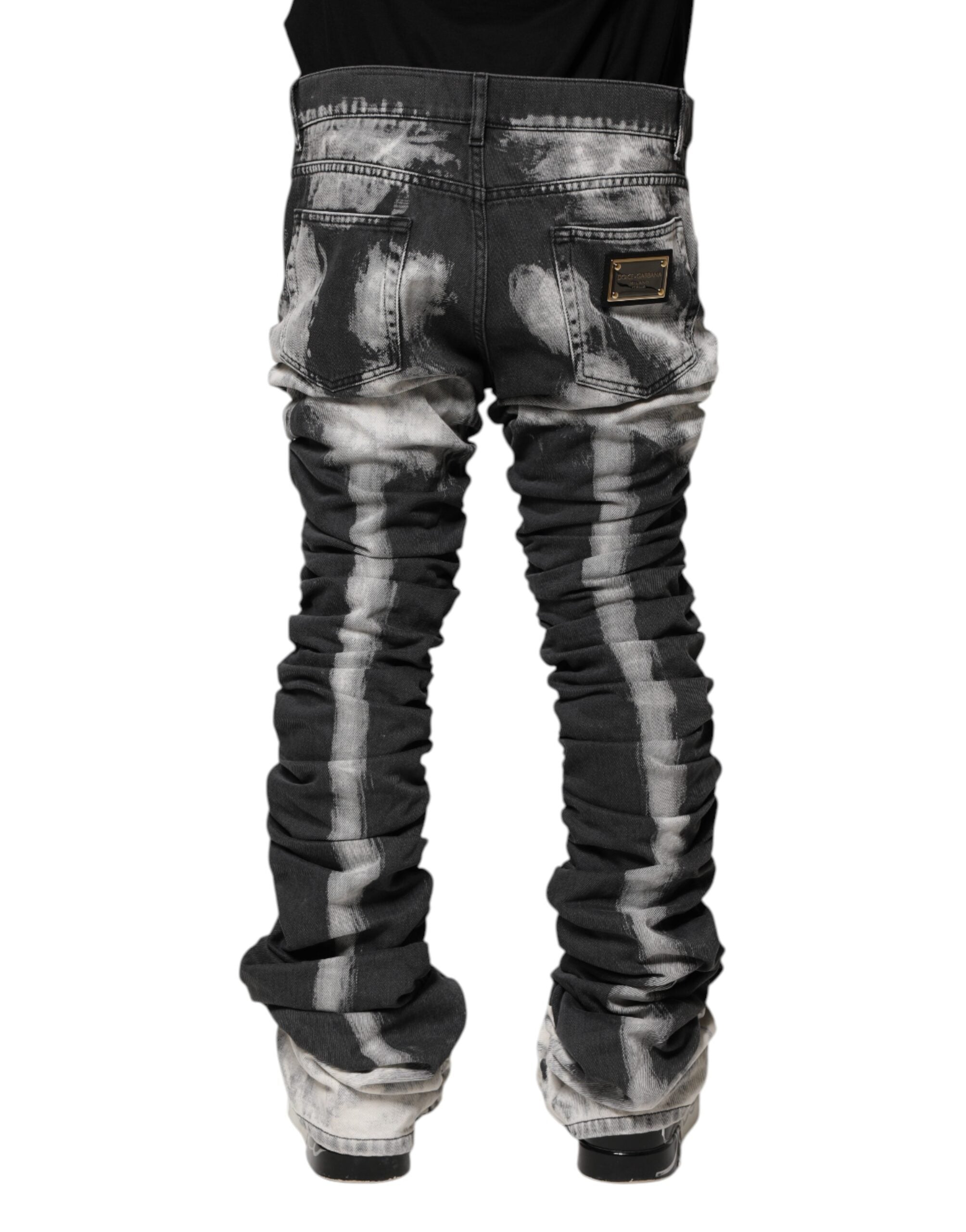 Black Tie Dye Straight Denim Jeans