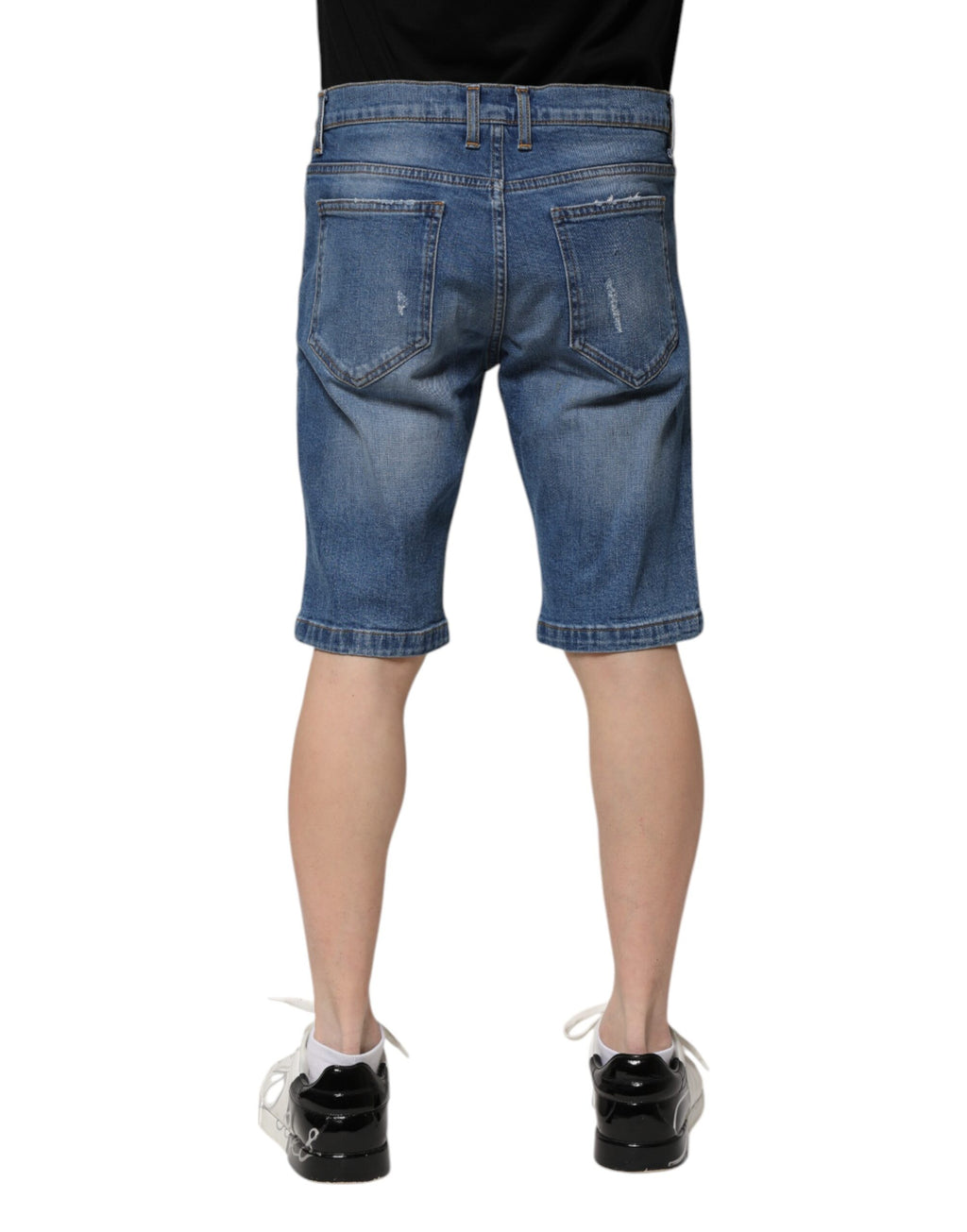 Blue Cotton Stretch Men Denim Bermuda Shorts