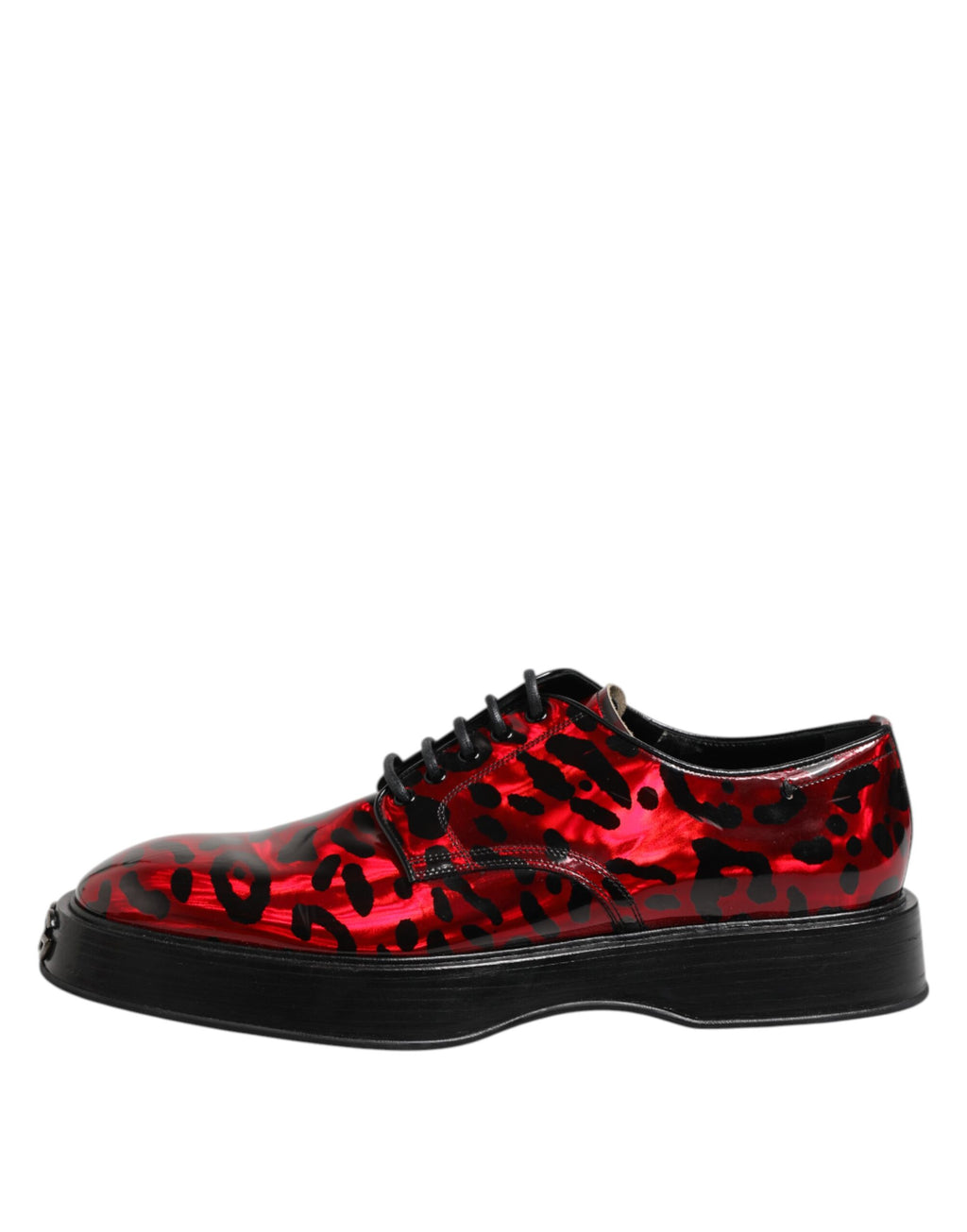 Red Leopard Derby Formal Men Dress Shoes