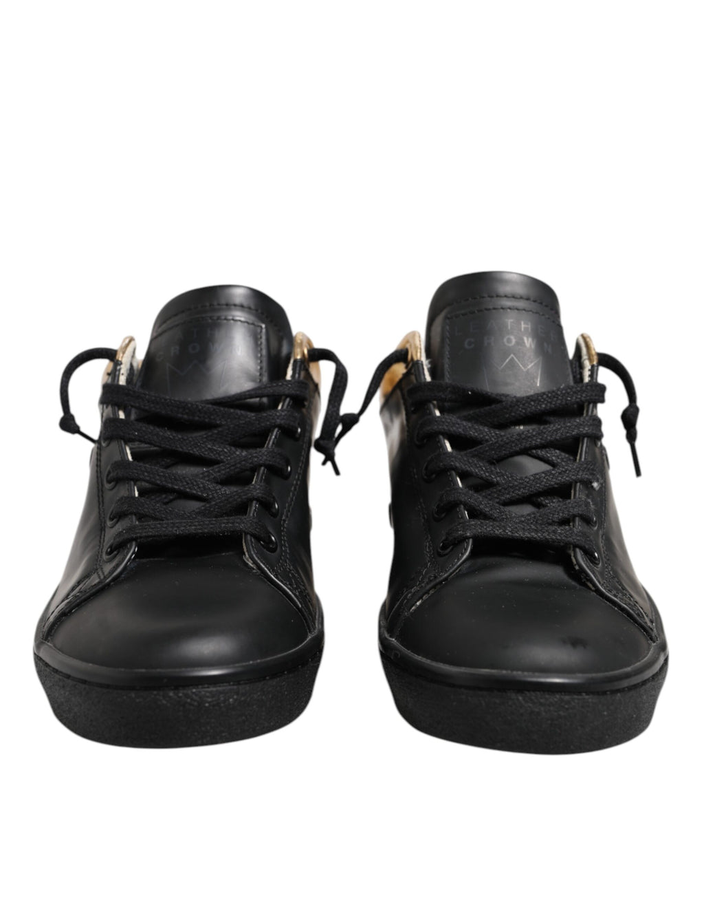 Black Gold Lace Up Low Top Women Sneakers Shoes