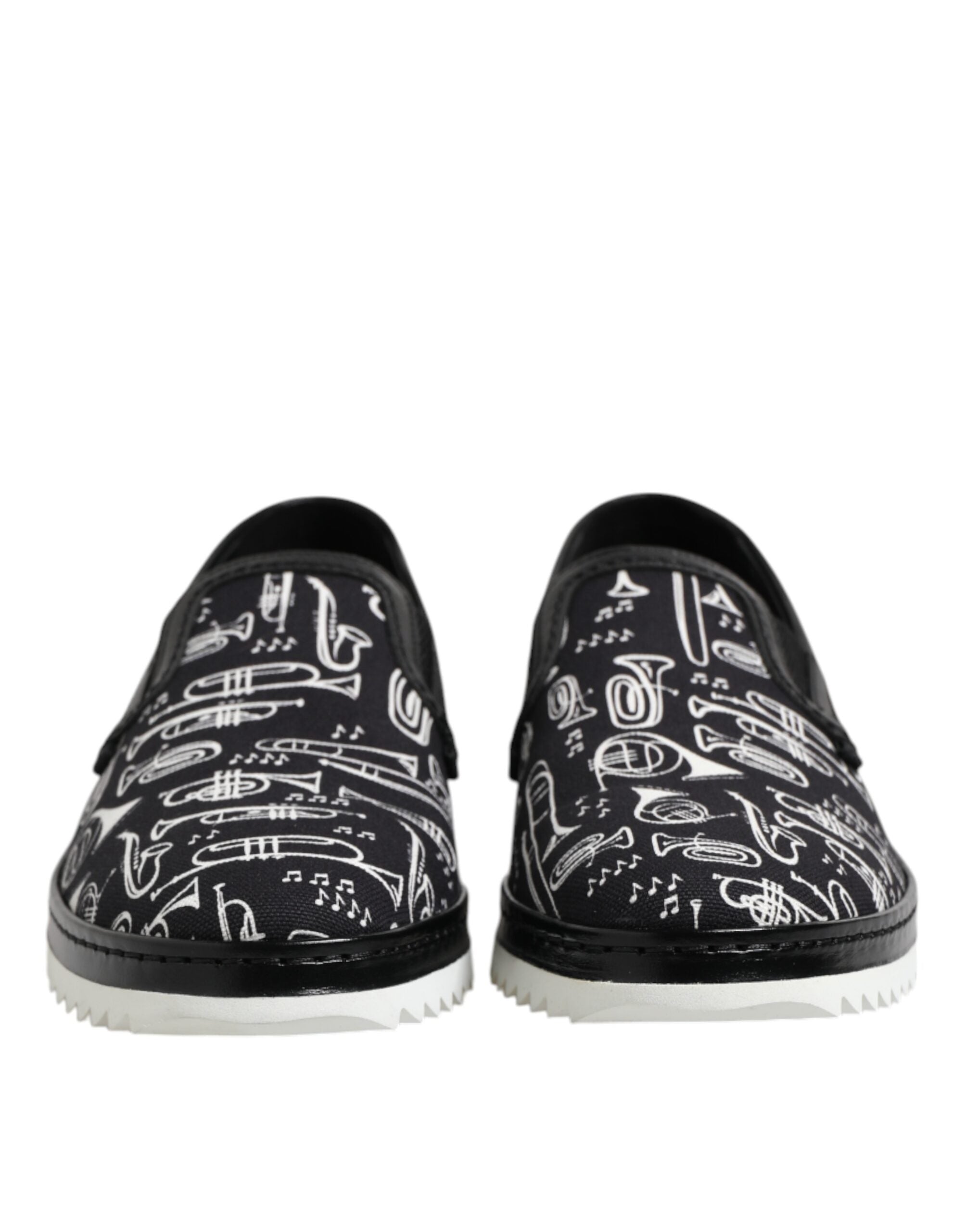 Black Slip On Printed Men Loafers Shoes