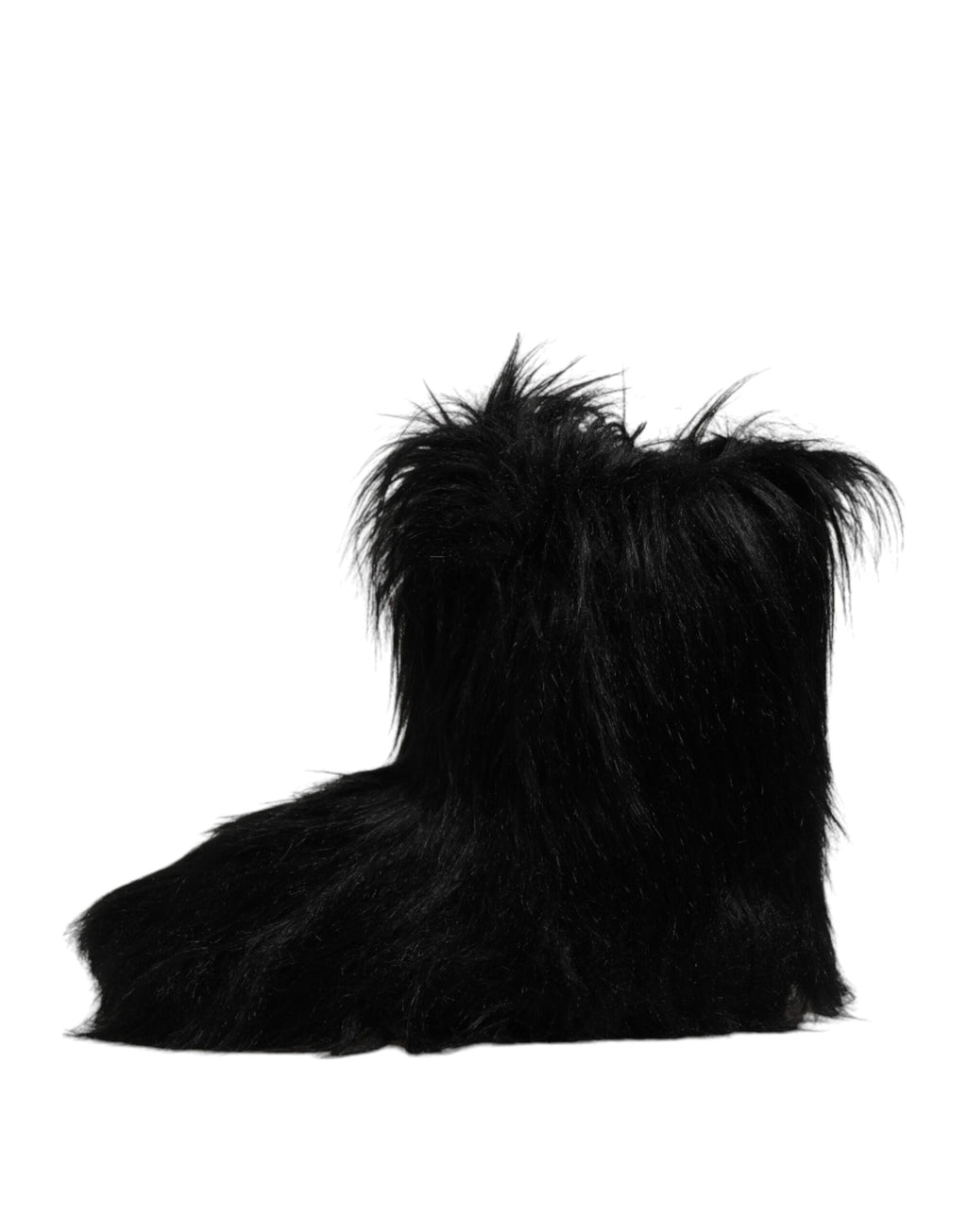 Black Faux Fur Mid Calf Boots Shoes