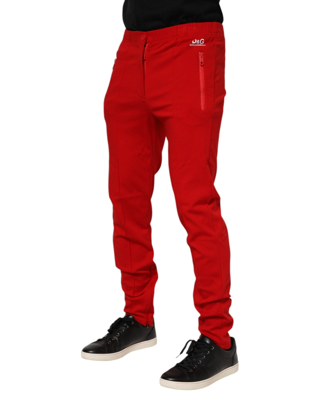 Red Viscose Logo Jogger Men Sweatpants Pants