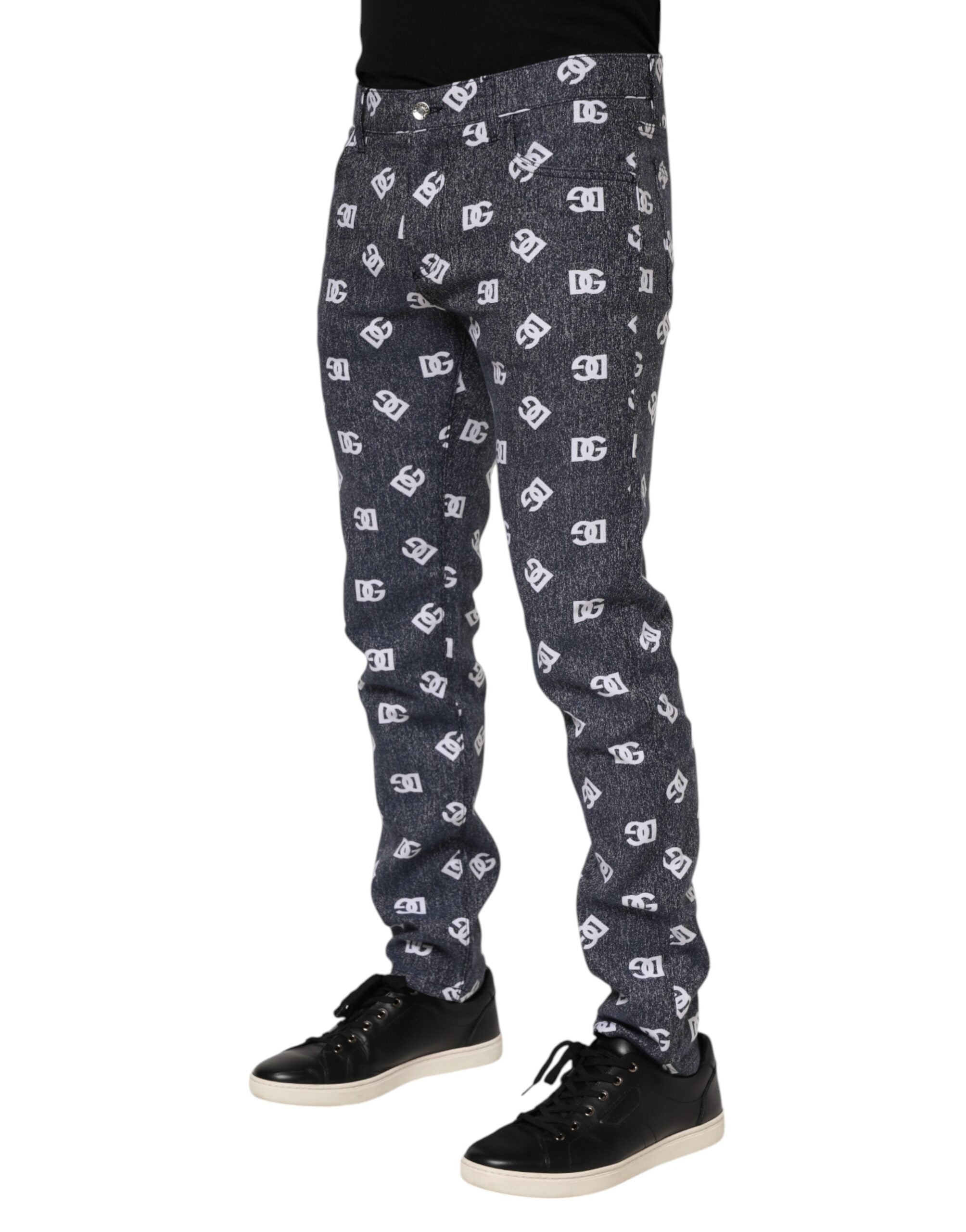 Dark Gray Logo Cotton Skinny Slim Denim Jeans