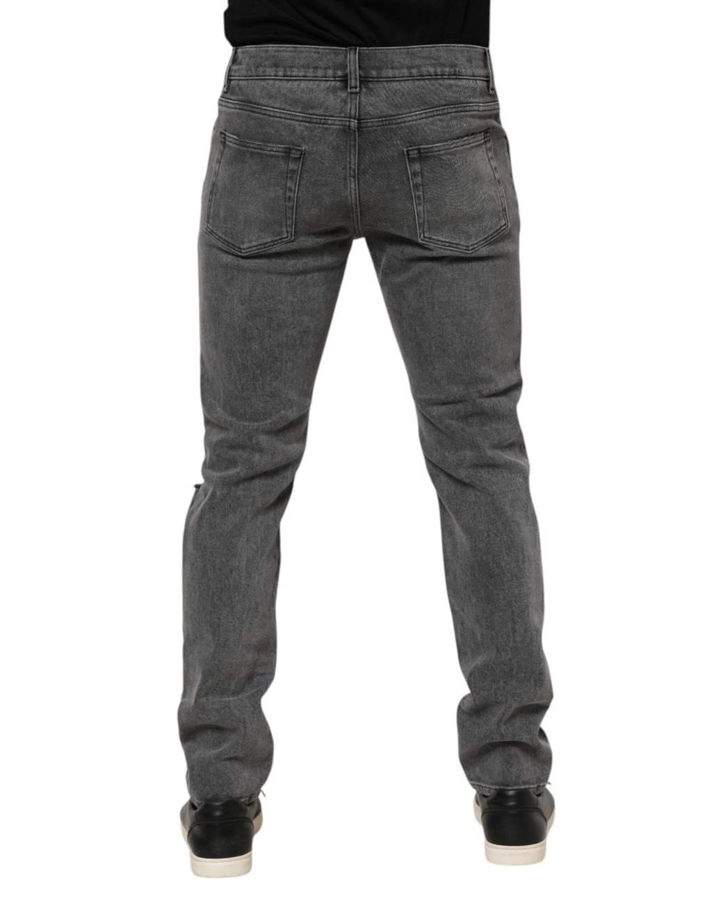 Gray Cotton Logo Plaque Denim Jeans