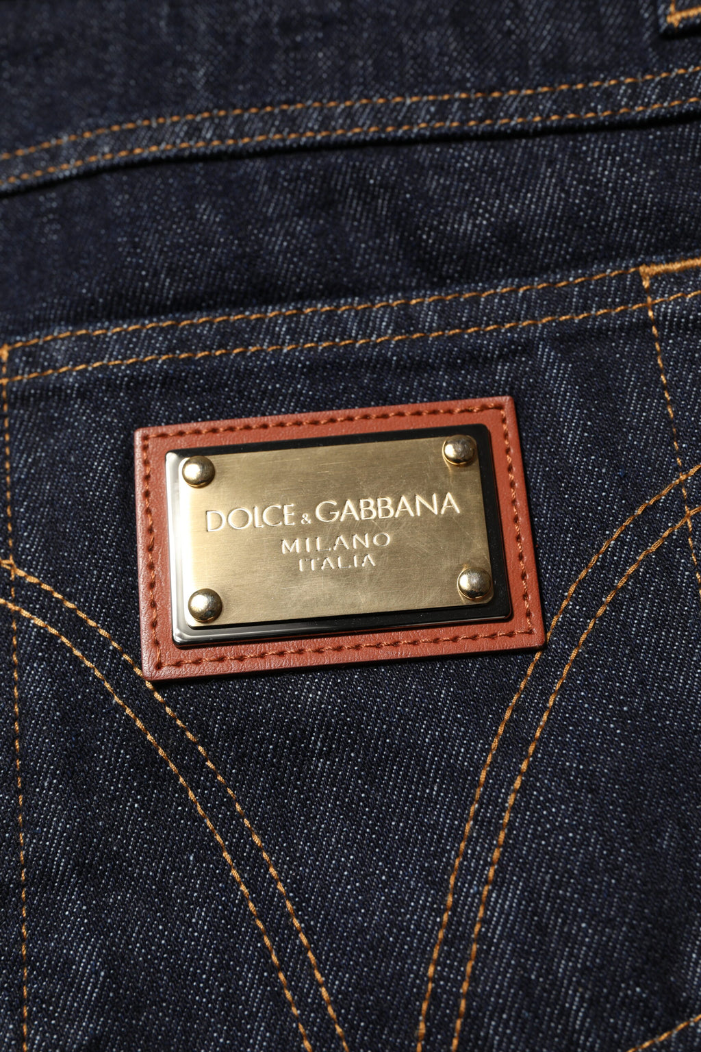 Dark Blue Cotton Logo Plaque Men Denim Jeans
